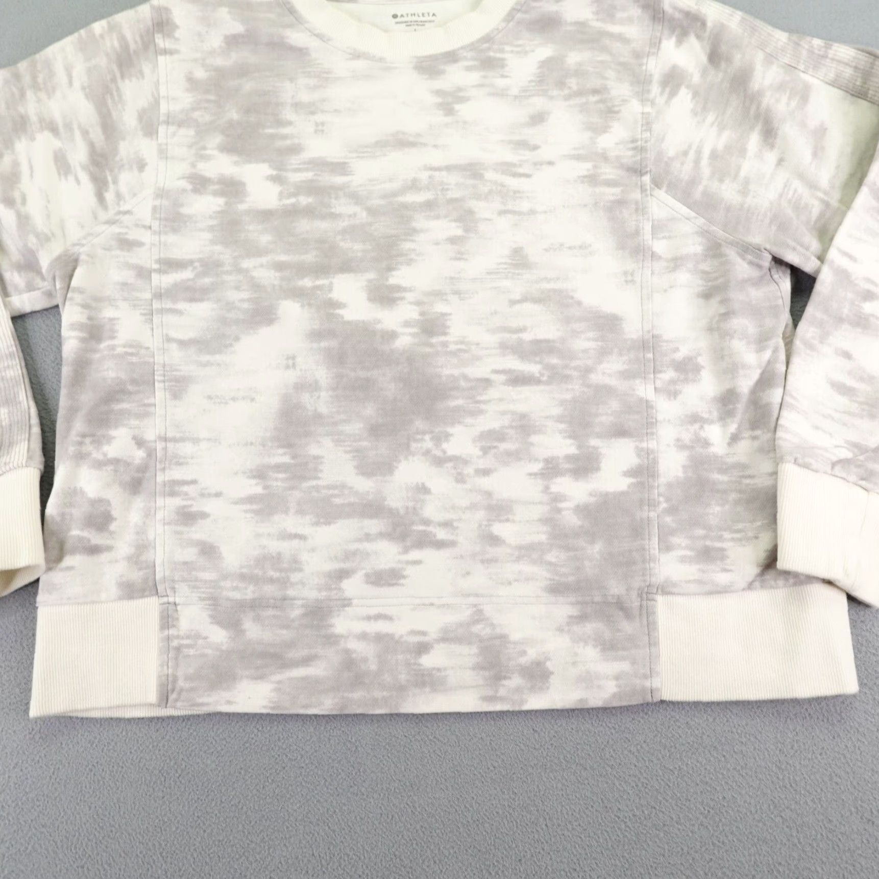 Athleta ATHLETA Sweatshirt Women Large Gray Camo Pullover Long Sleeve Crew Neck Outdoor Sports Size L / US 10 / IT 46 - 3 Thumbnail