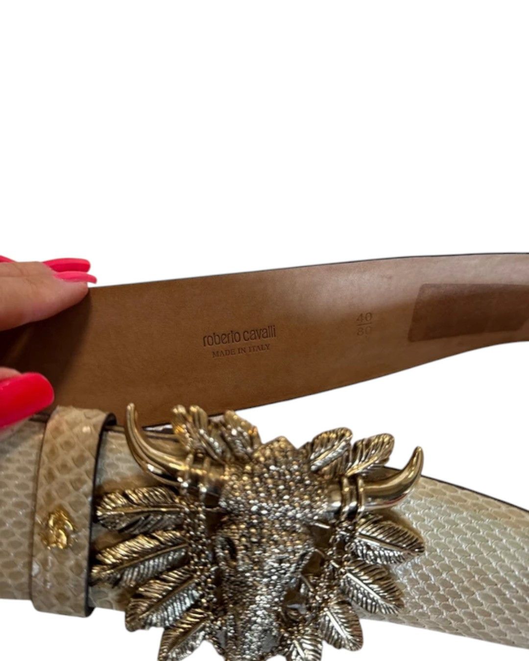 Roberto Cavalli PYTHON SKIN LEATHER BELT Size ONE SIZE - 3 Thumbnail
