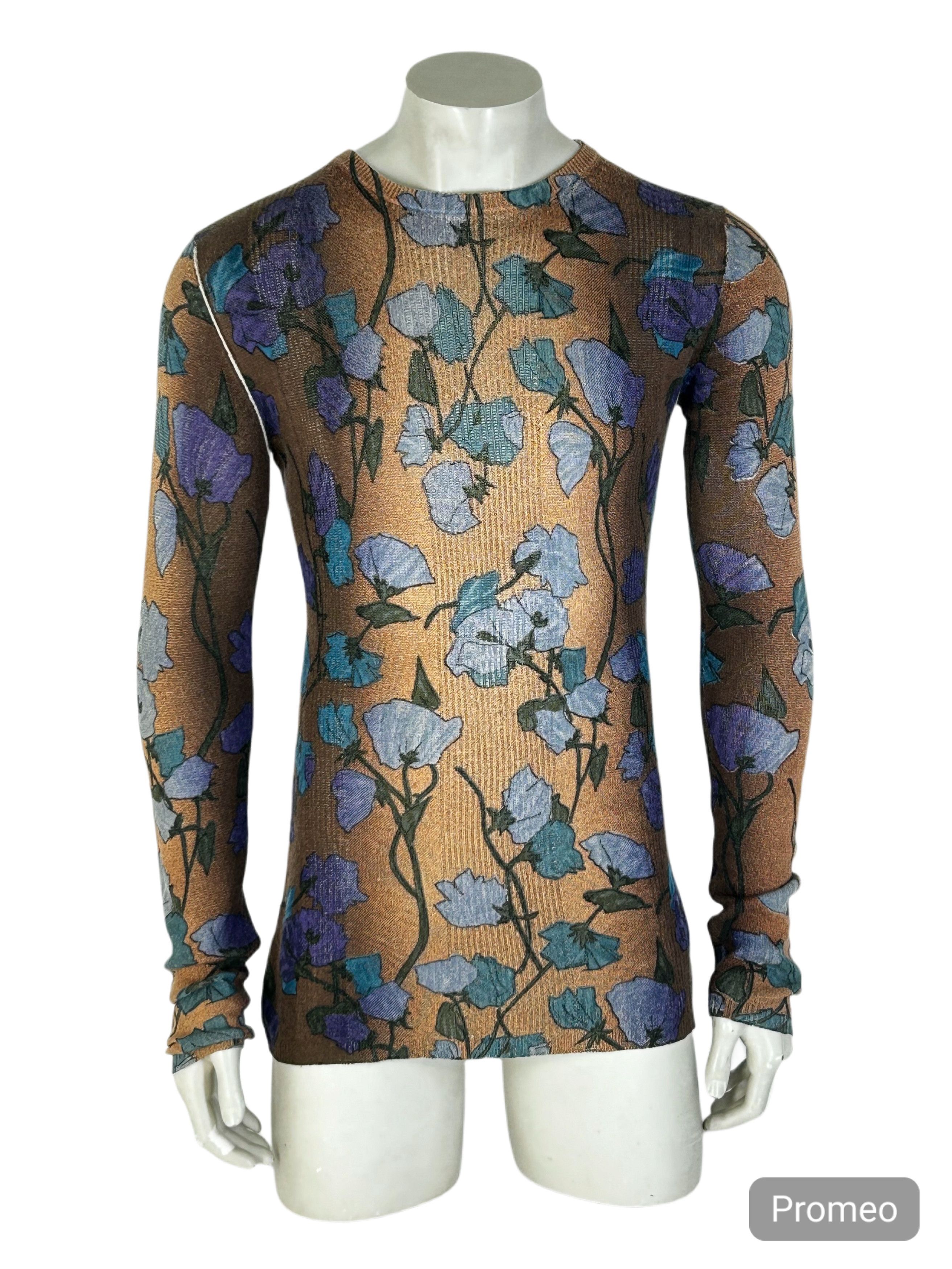 Prada Prada Cashmere Ribbed Knitwear With Flower Over Print Size US L / EU 52-54 / 3 - 1 Thumbnail