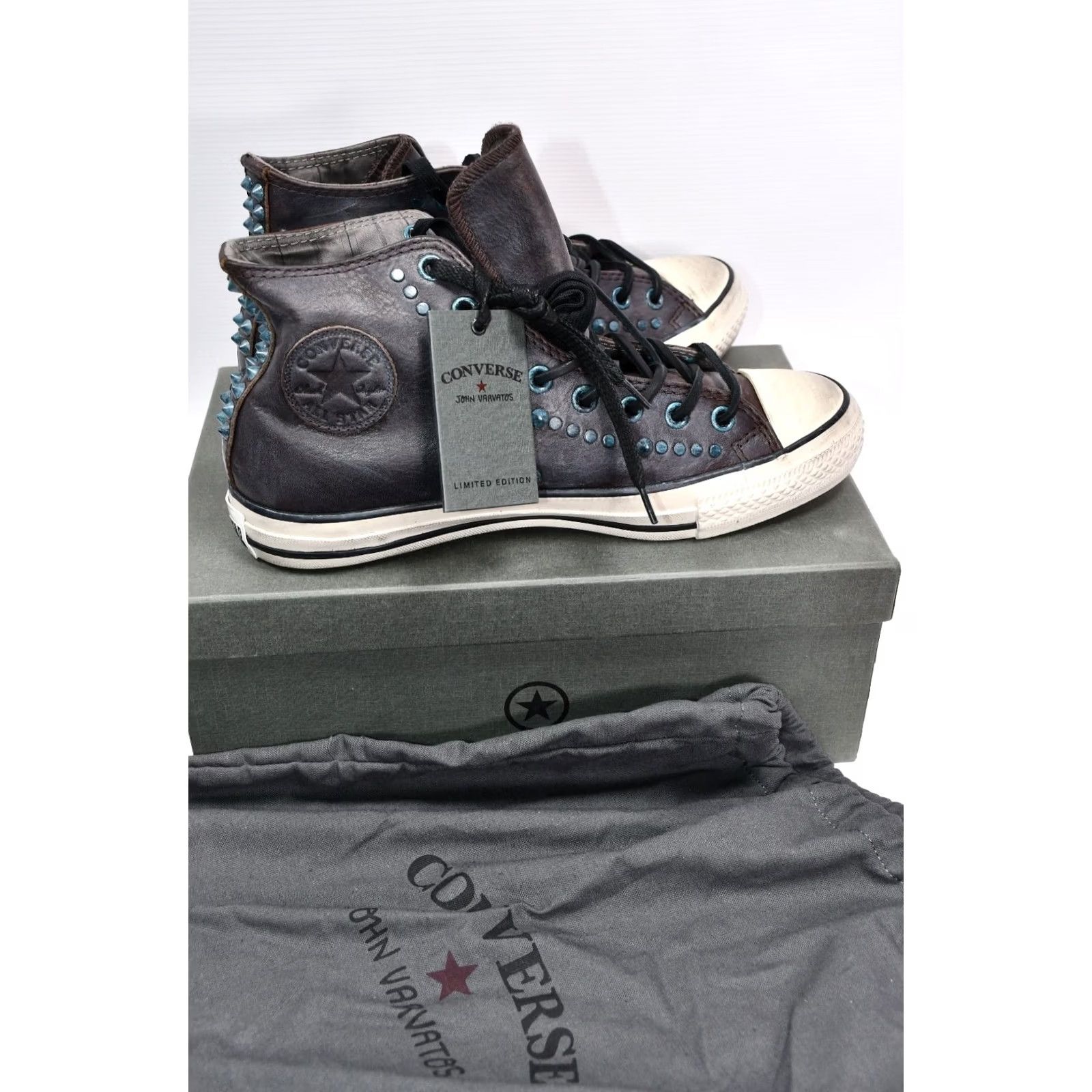John Varvatos Converse by John Varvatos All Star Chuck Taylor Brown Leather Studded Men's 42.5 Shoes Casual Leather Studded Brown 42.5 US 9 Mens Shoes Size US 9 / EU 42 - 2 Thumbnail