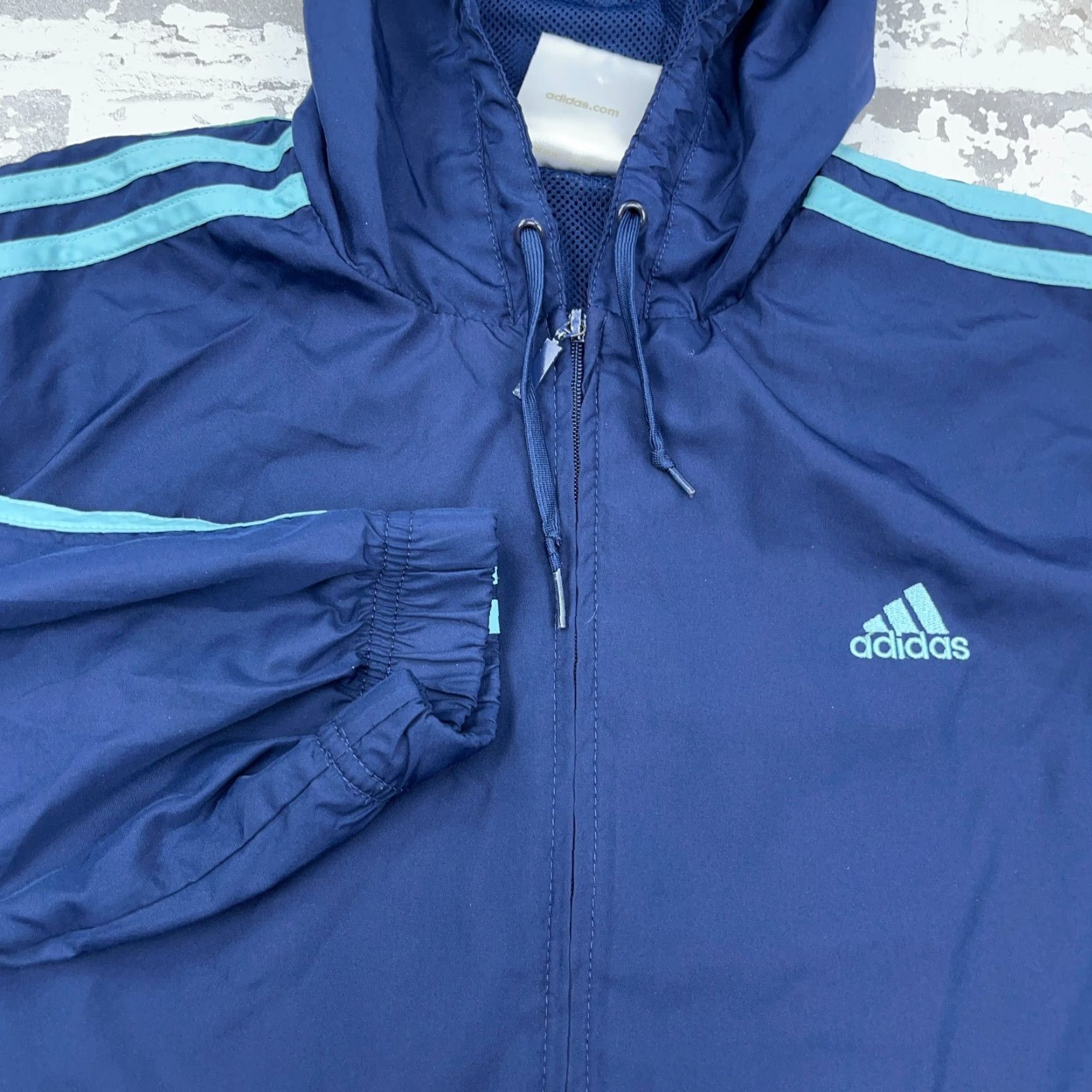 Adidas Adidas Jacket Women M Blue Windbreaker Track Suit Lightweight Zip Hooded Full Zip Pockets Logo Size M / US 6-8 / IT 42-44 - 3 Thumbnail
