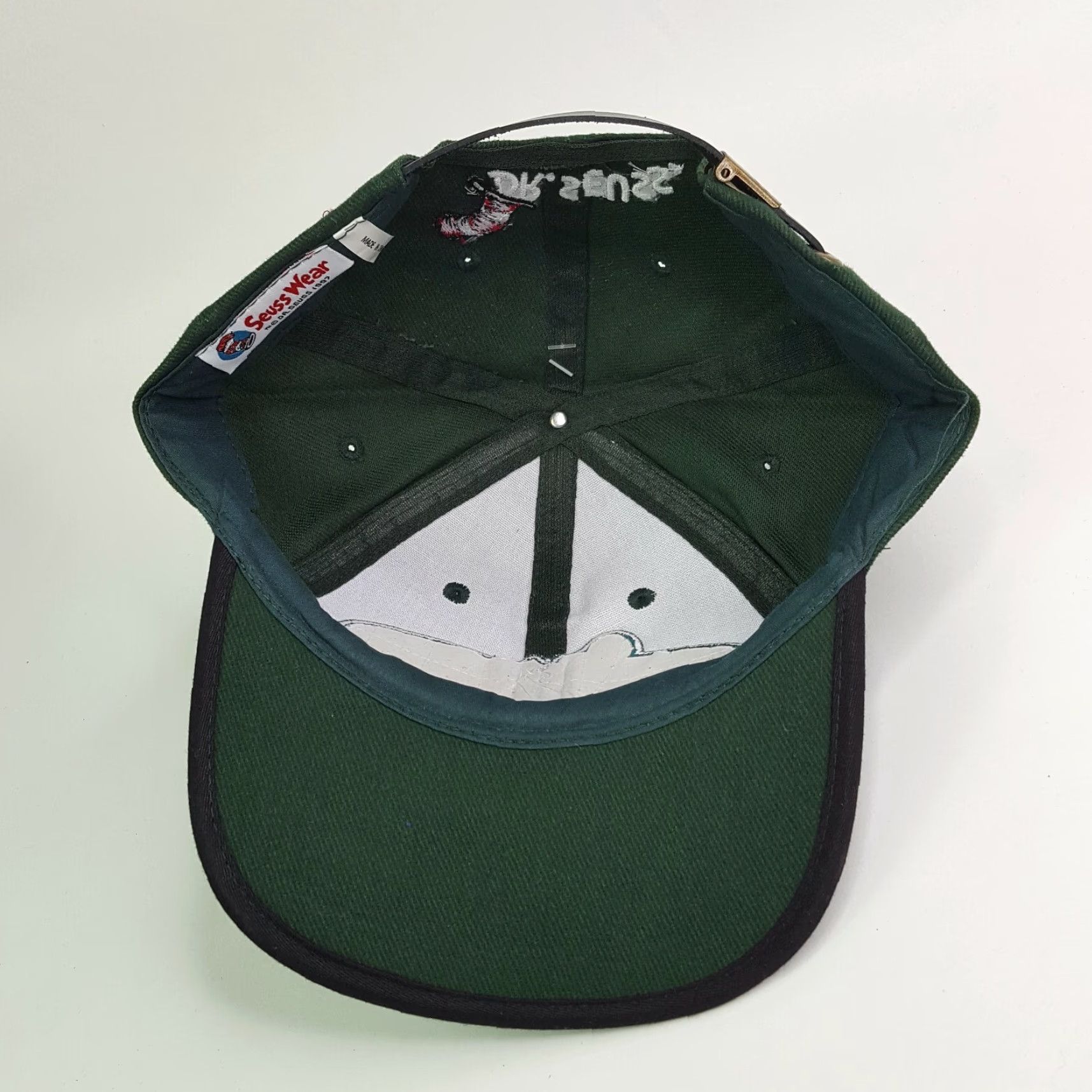 Vintage VTG Dr Seuss Green Eggs & Ham Snapback Hat Baseball Cap Sam I Am Book Green Twill Adjustable Men Hat Size ONE SIZE - 7 Thumbnail