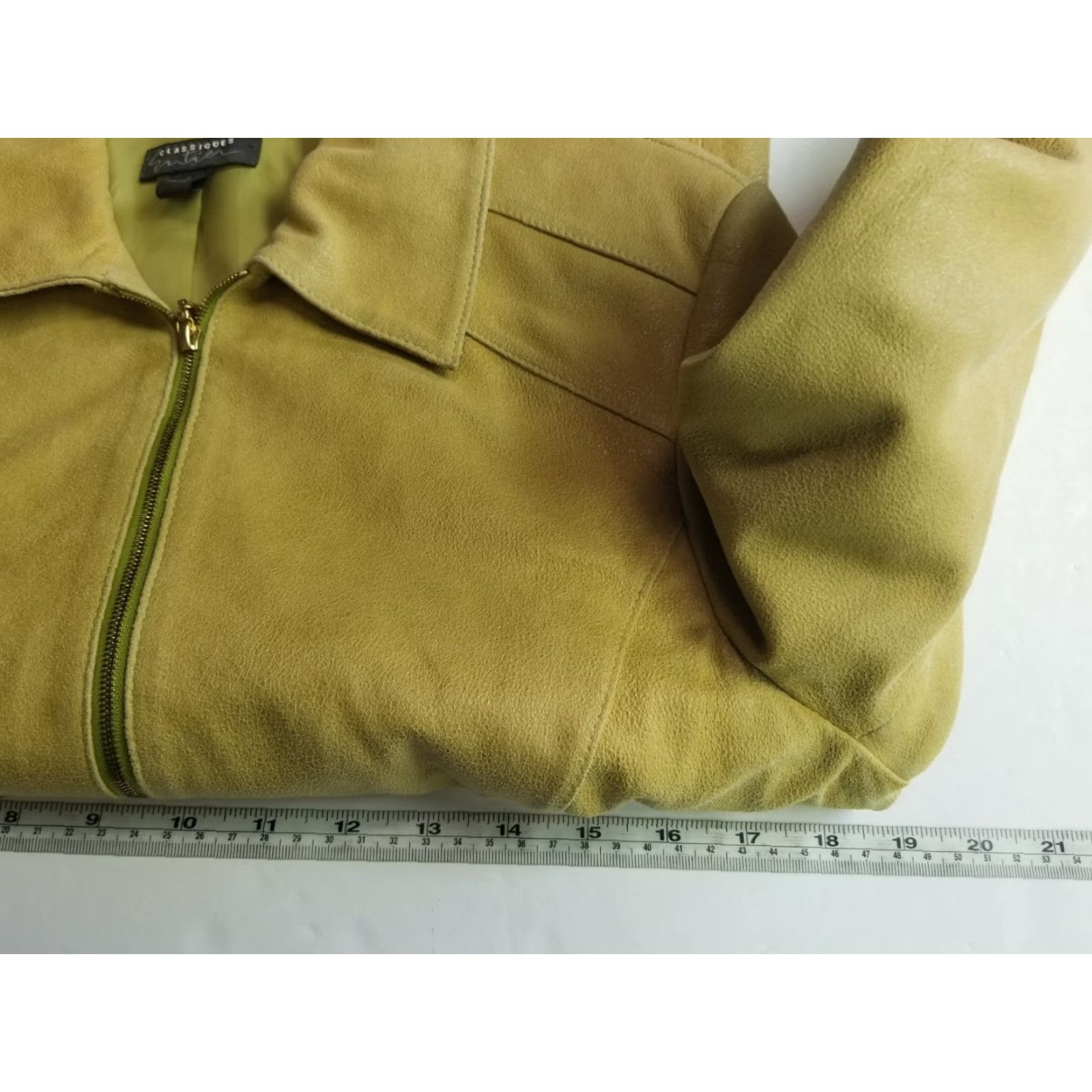 Vintage Classiques Entier Jacket Women's Small Green Leather Lined Full Zip Up Size S / US 4 / IT 40 - 4 Thumbnail