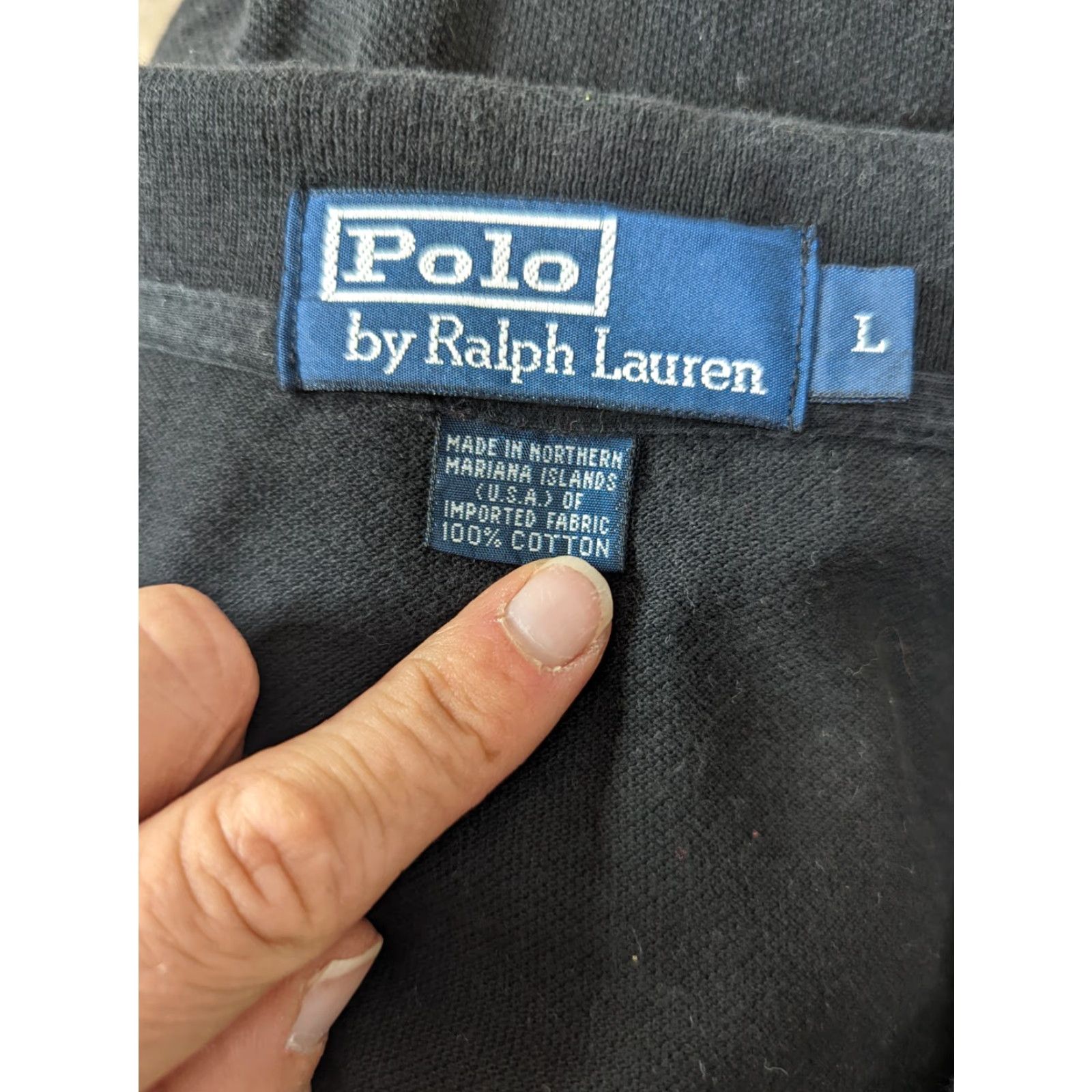 Polo Ralph Lauren VINTAGE Polo Ralph Lauren Mens L Black Long Sleeve Polo Shirt With Large Blue Pony L6S Size US L / EU 52-54 / 3 - 4 Thumbnail