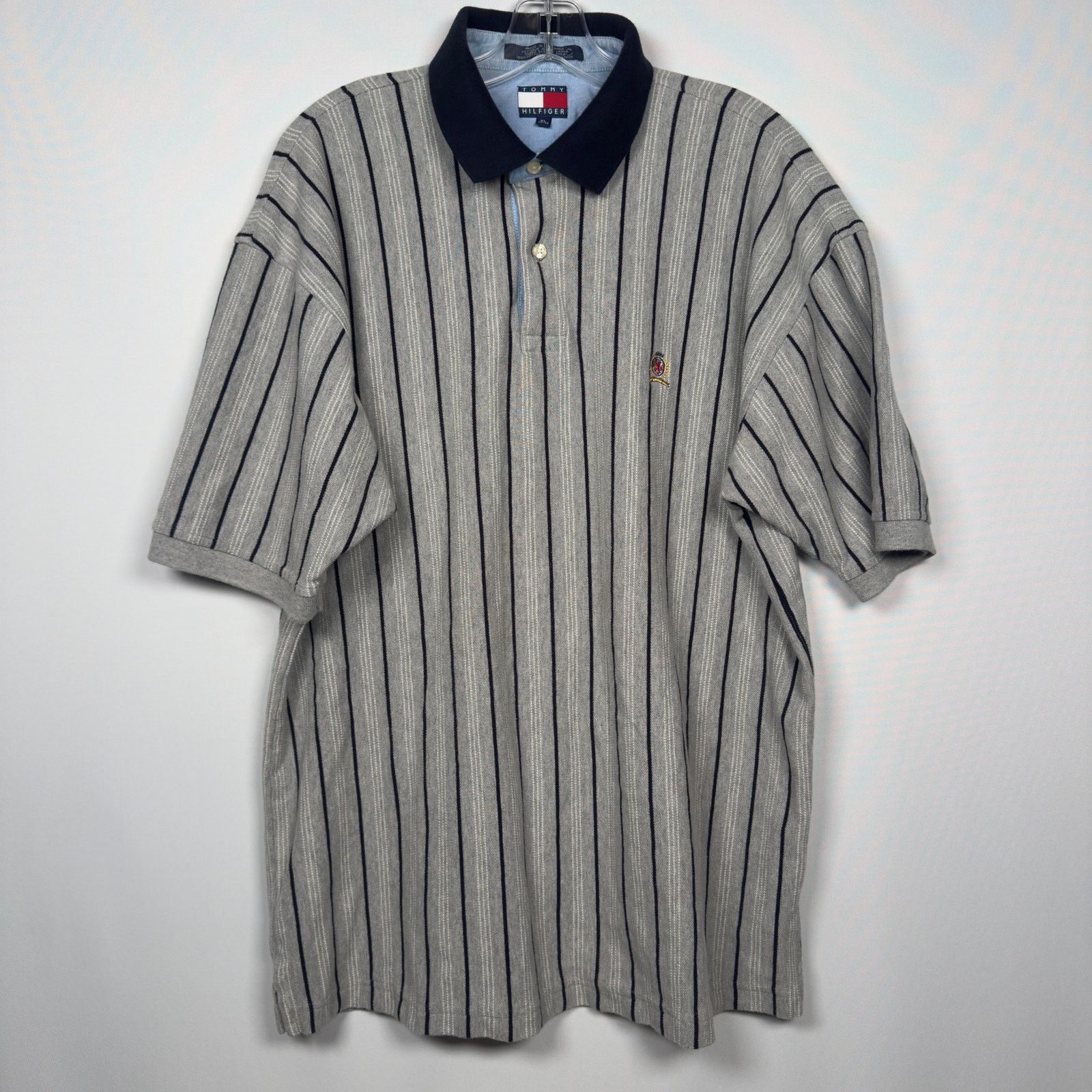 Vintage 90'S Tommy Hilfiger Jeans logo sweatshirt, Made in USA, Men's XL cotton gray type Vintage Second Hand