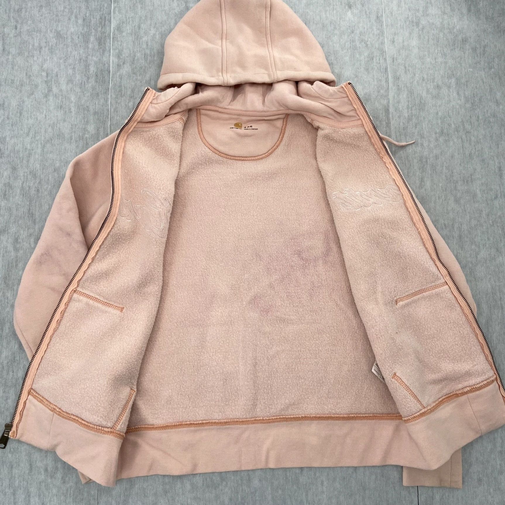 Carhartt CARHARTT Hoodie Womens Small Pink Full Zip Sweatshirt Logo Activewear 4-6 Size S / US 4 / IT 40 - 2 Thumbnail