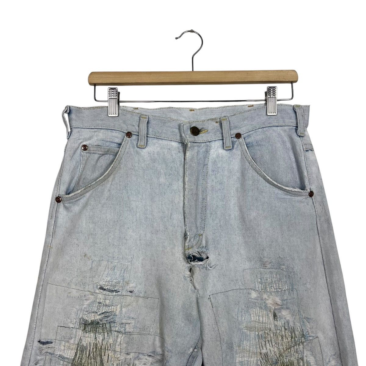 Lee Vintage Lee Sashiko Distressed Workwear Denim Jeans Size US 31 - 2 Thumbnail