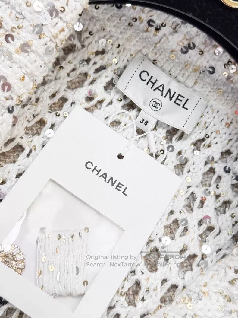 Chanel Chanel Hollow-out knitted sequin diamond buckle knitted ca Size XS / US 0-2 / IT 36-38 - 6 Thumbnail
