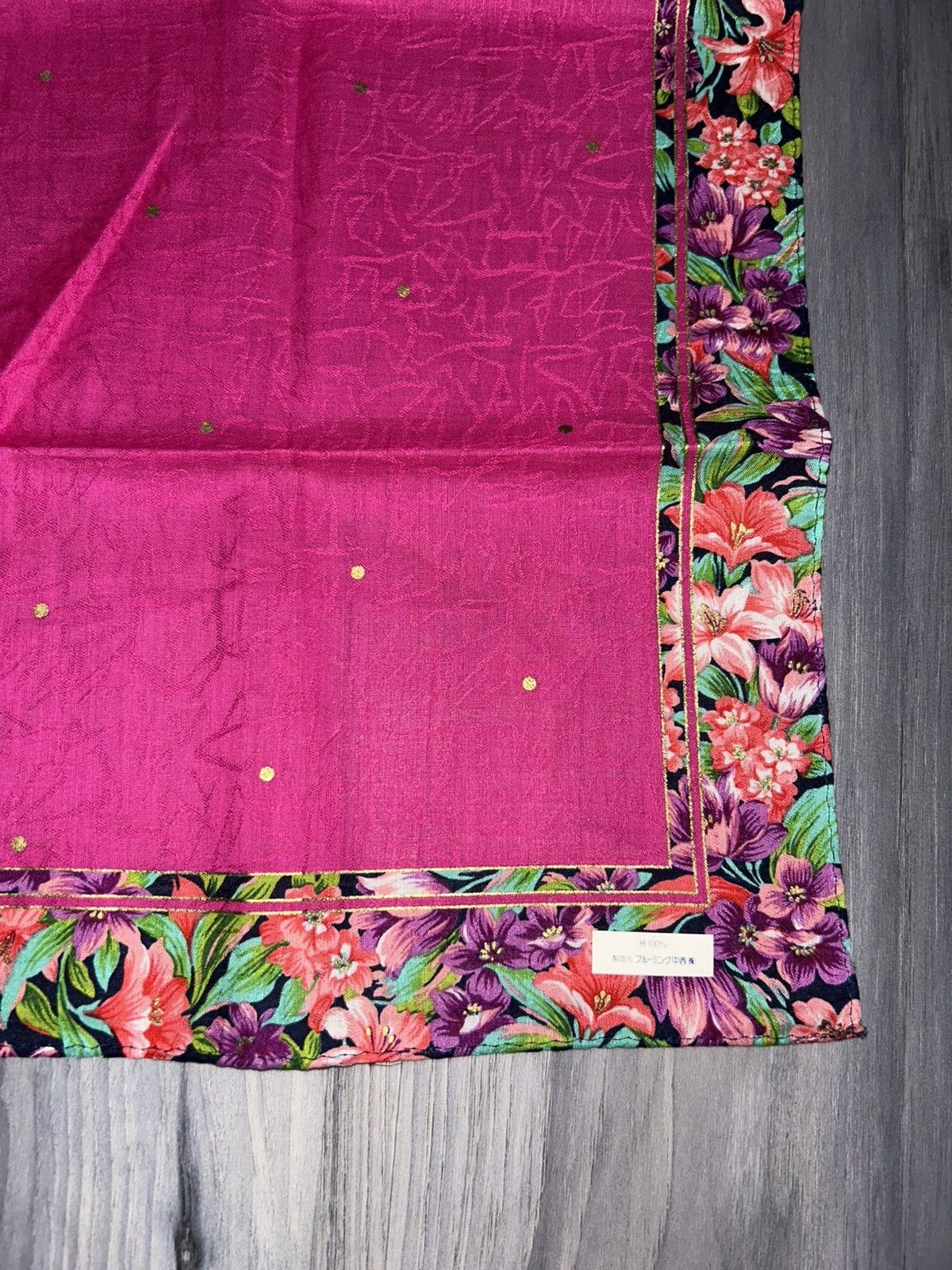 Givenchy Vintage Givenchy Pink Cotton Handkerchief w Floral Border Size ONE SIZE - 8 Thumbnail
