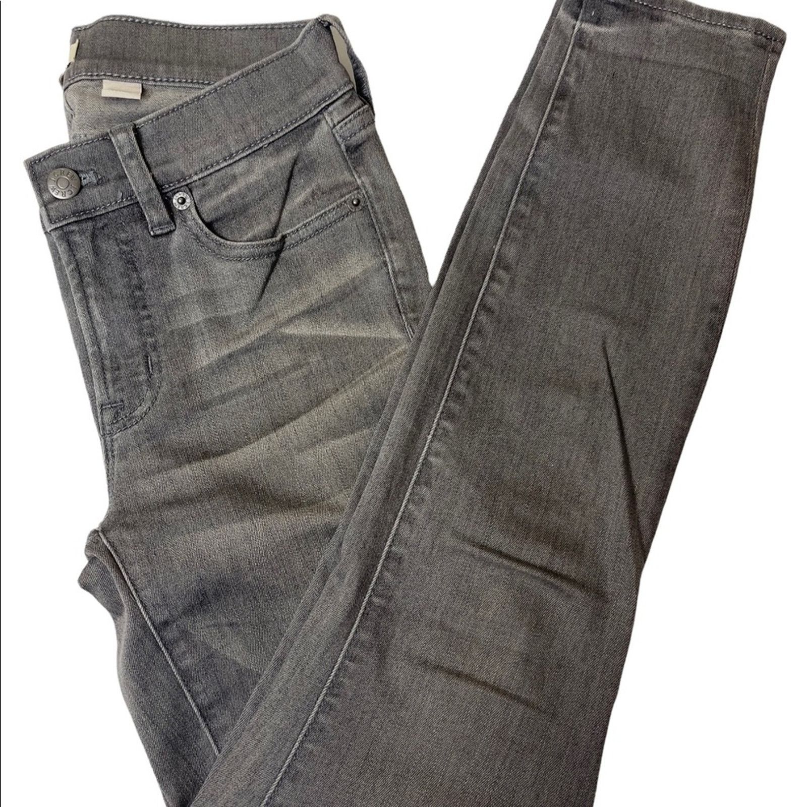 J.Crew J. Crew Mid Rise Distressed Skinny Jean Grey Size 24 Size 24" / US 00 / IT 34 - 7 Thumbnail