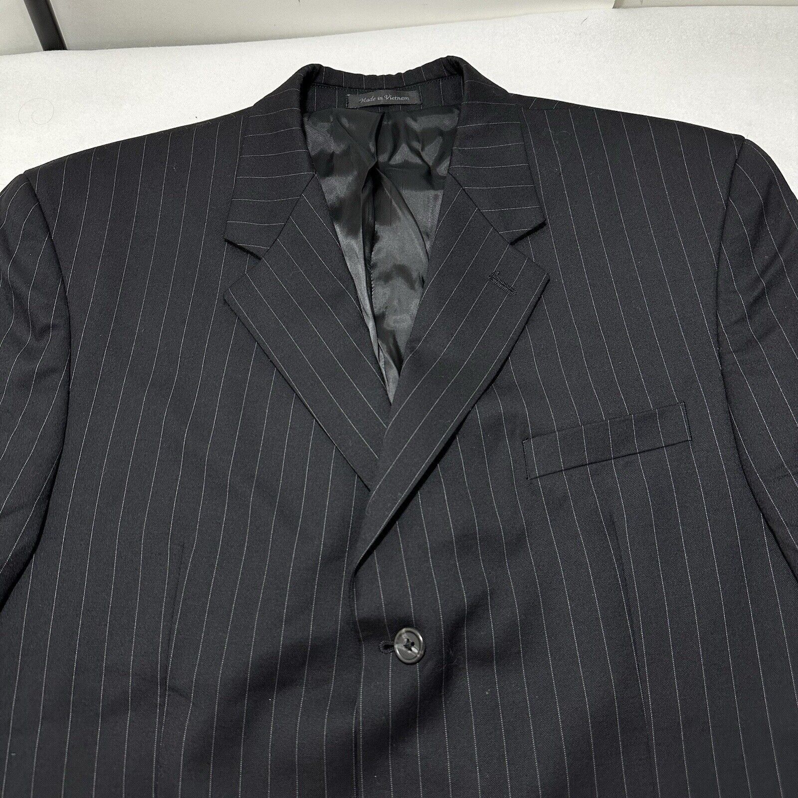 Chaps Chaps Suit Jacket Men's 46LWool Black Pinstripe Sport Coat Size 46L - 2 Thumbnail