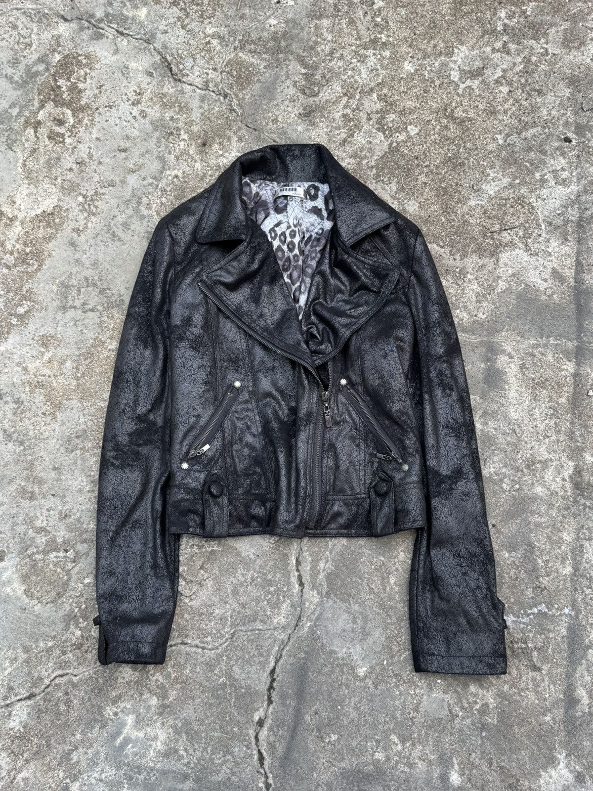 14th Addiction 2000s Waxed Vkei Japanese Jacket Black Size US M / EU 48-50 / 2 - 2 Thumbnail