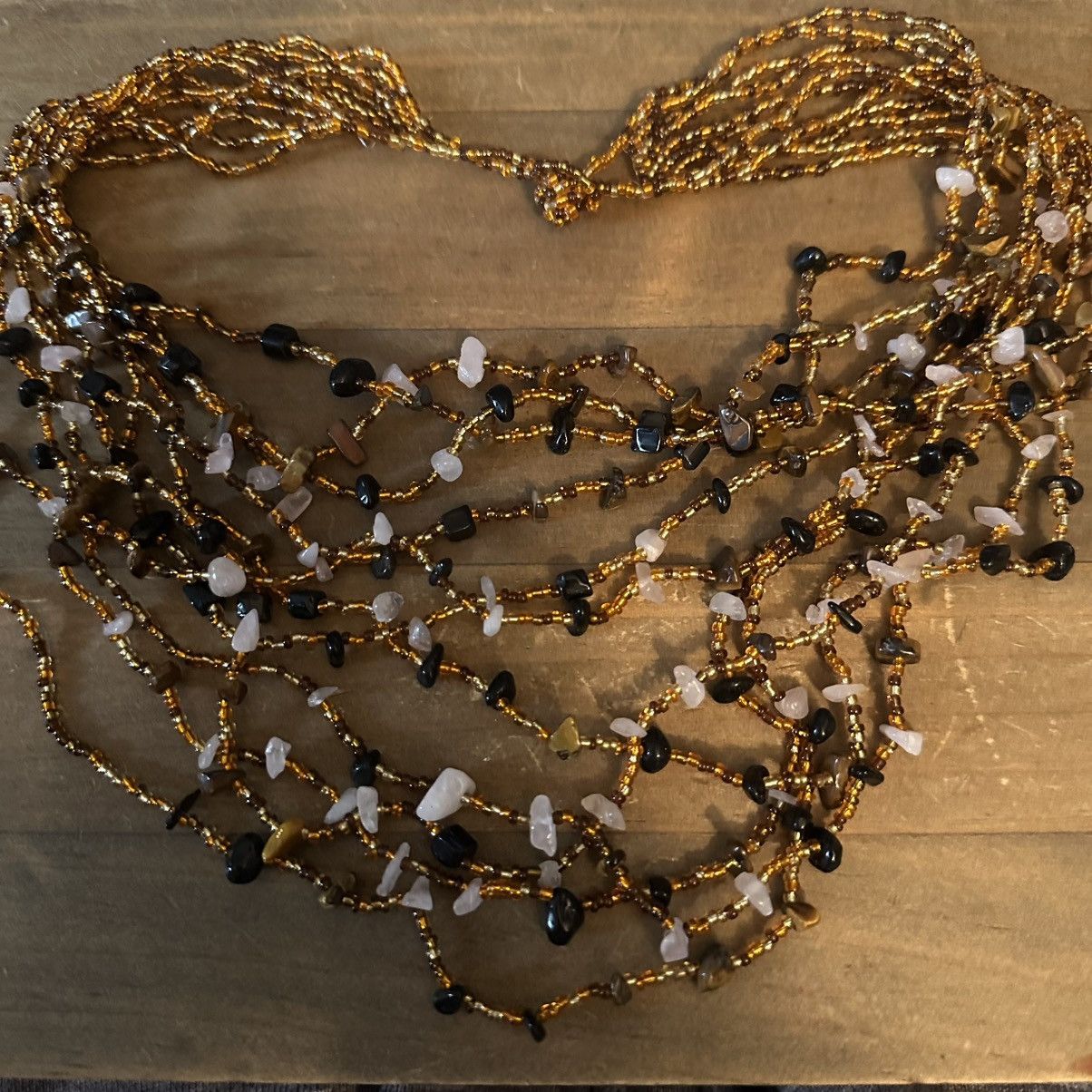 Vintage Vintage multi strand layered seed bead & agate chip necklace Size ONE SIZE - 2 Thumbnail