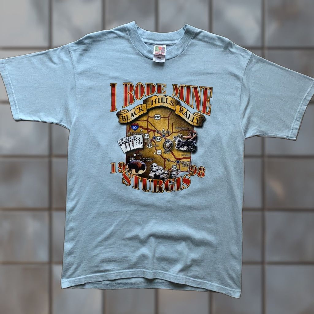 Vintage VINTAGE Sturgis Motorcycle Rally Shirt L Blue 90s Biker Punk Art South Dakota Shirt Mens Large Blue 90s Biker Motorcycle Punk Art Size US L / EU 52-54 / 3 - 1 Thumbnail