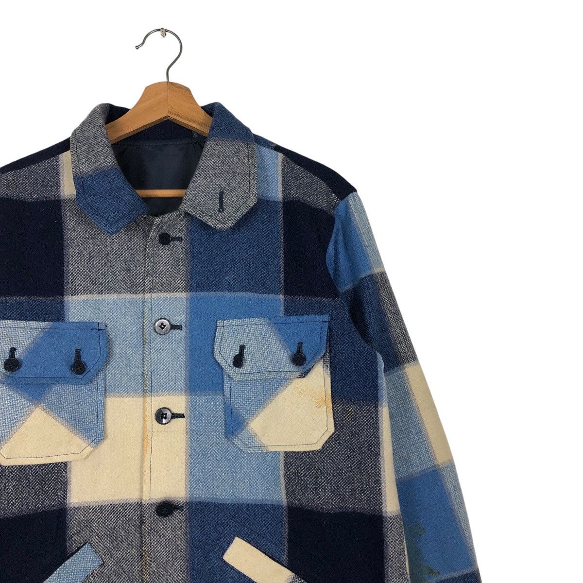 Flannel 📌Vintage Wool Button Jacket R. Brown Tartan Design Check Size US M / EU 48-50 / 2 - 7 Thumbnail