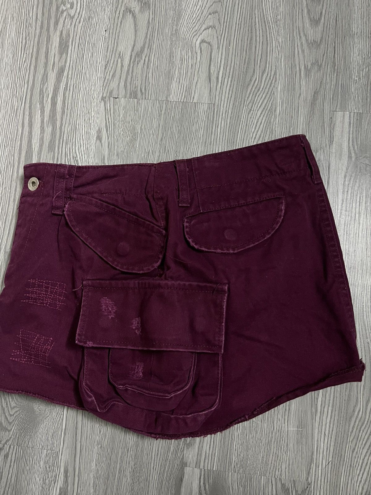 Japanese Brand Dark Purple cargo pocket mini skirt ☮️🖤 Size 26" / US 2 / IT 38 - 6 Thumbnail