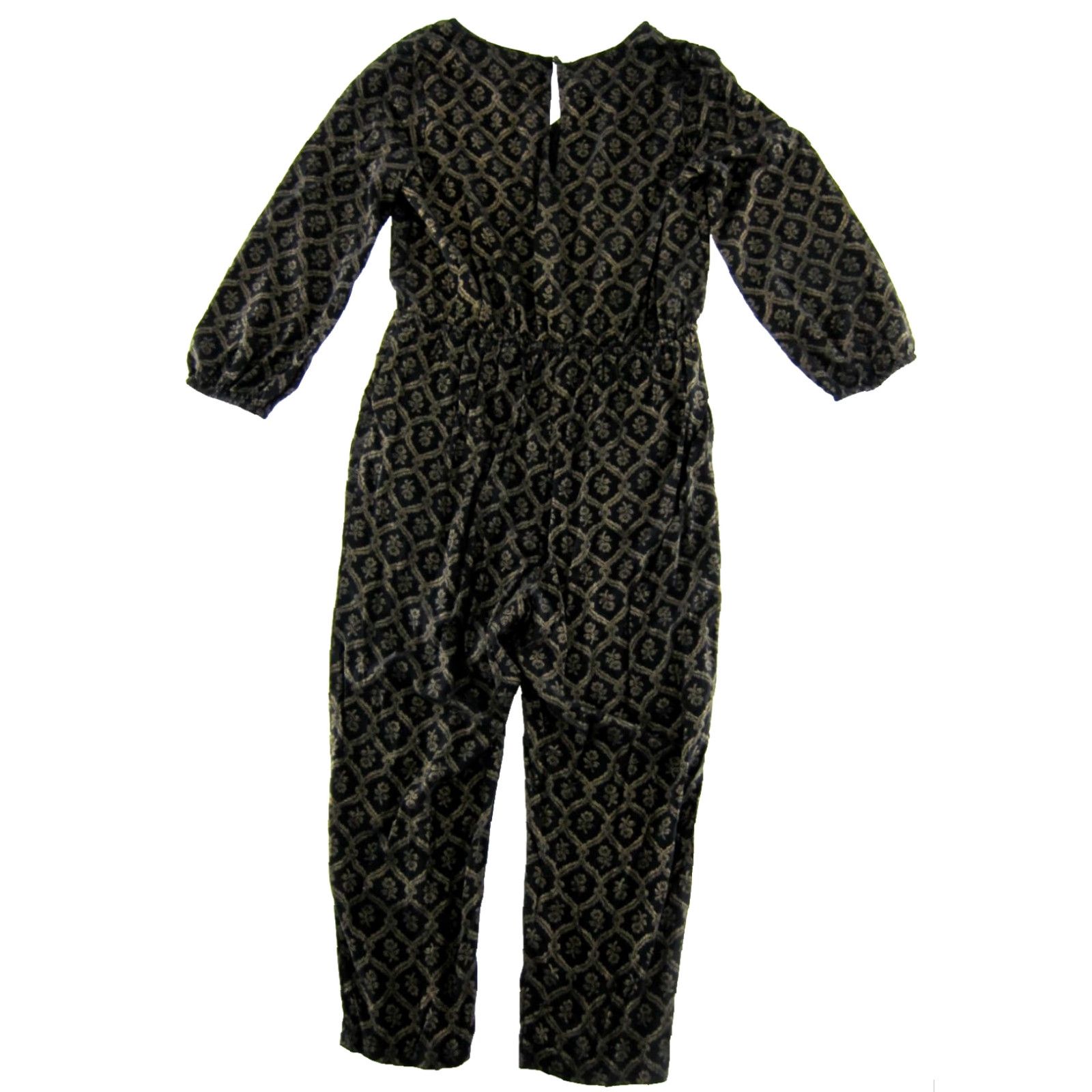 Old Navy NWT Old Navy Rayon Black Gold Floral Pocket Long Sleeve Romper Jumpsuit Large Size L / US 10 / IT 46 - 2 Thumbnail