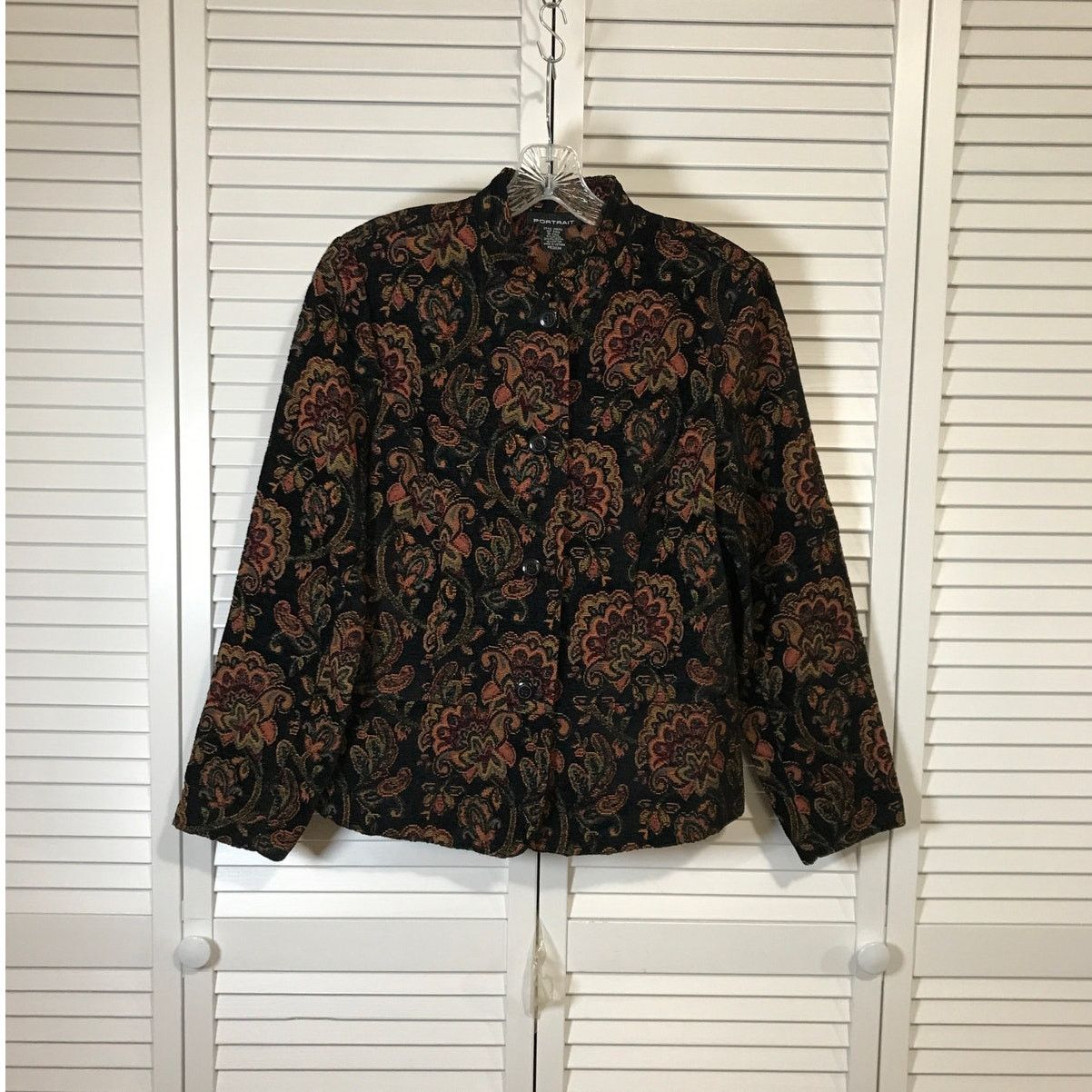 Portrait Vintage Floral Tapestry High Neck Jacket M