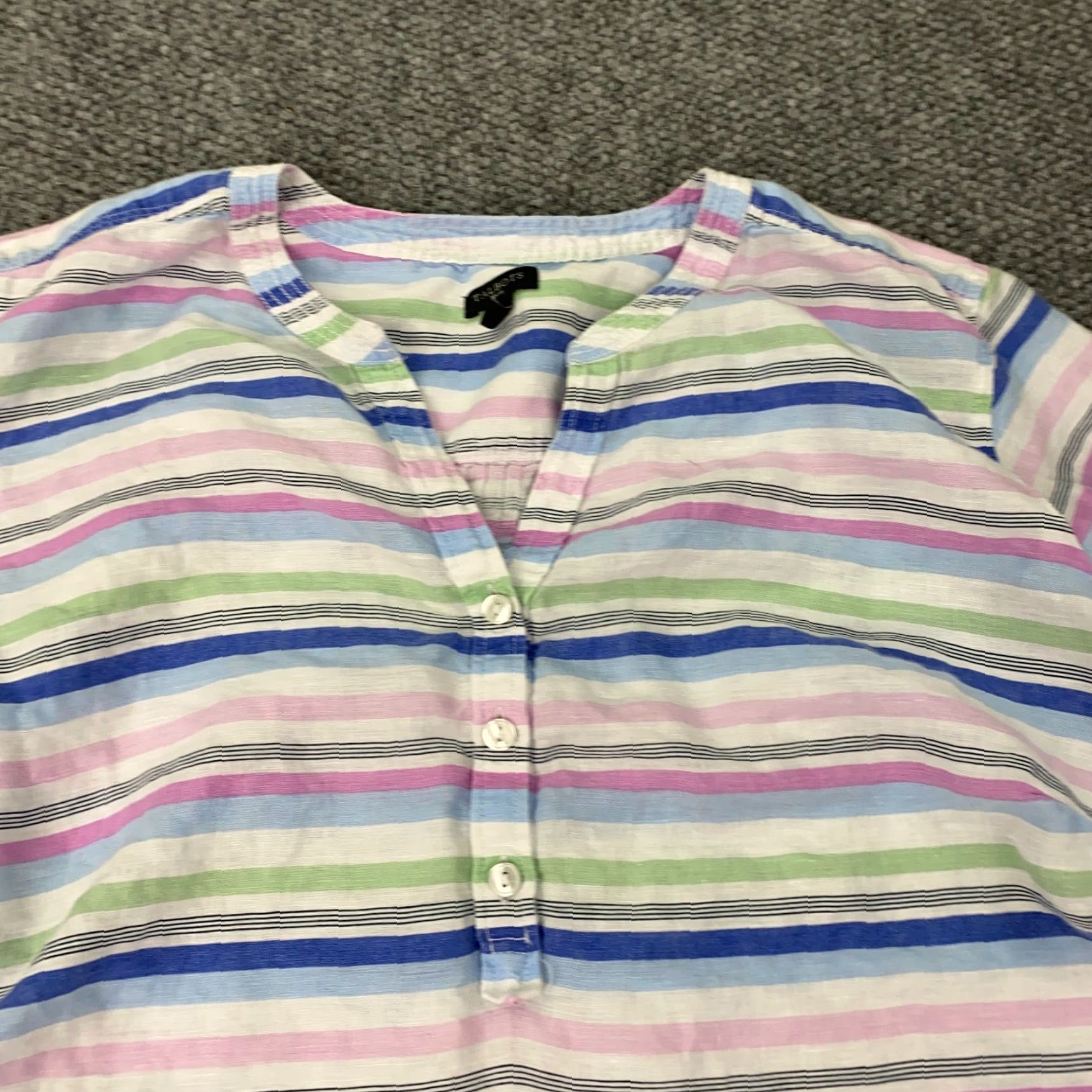 Talbots Talbots Linen Shirt Women 2X Pink Henley Striped Roll Tab 3/4 Sleeve Tunic Blouse | Plus Size | Linen Shirt Women Talbots Size XXL / US 16-18 / IT 52-54 - 4 Thumbnail