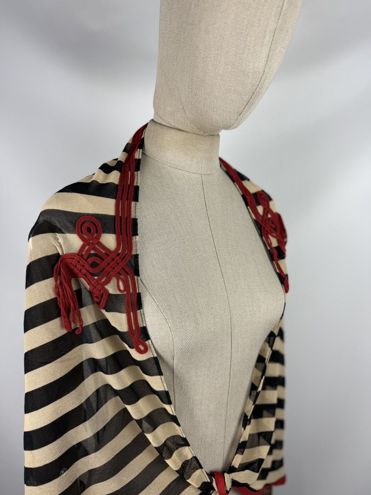 Jean Paul Gaultier Jean Paul Gaultier Soleil VTG Mesh Striped Cape Tunic Blouse Size M / US 6-8 / IT 42-44 - 3 Thumbnail