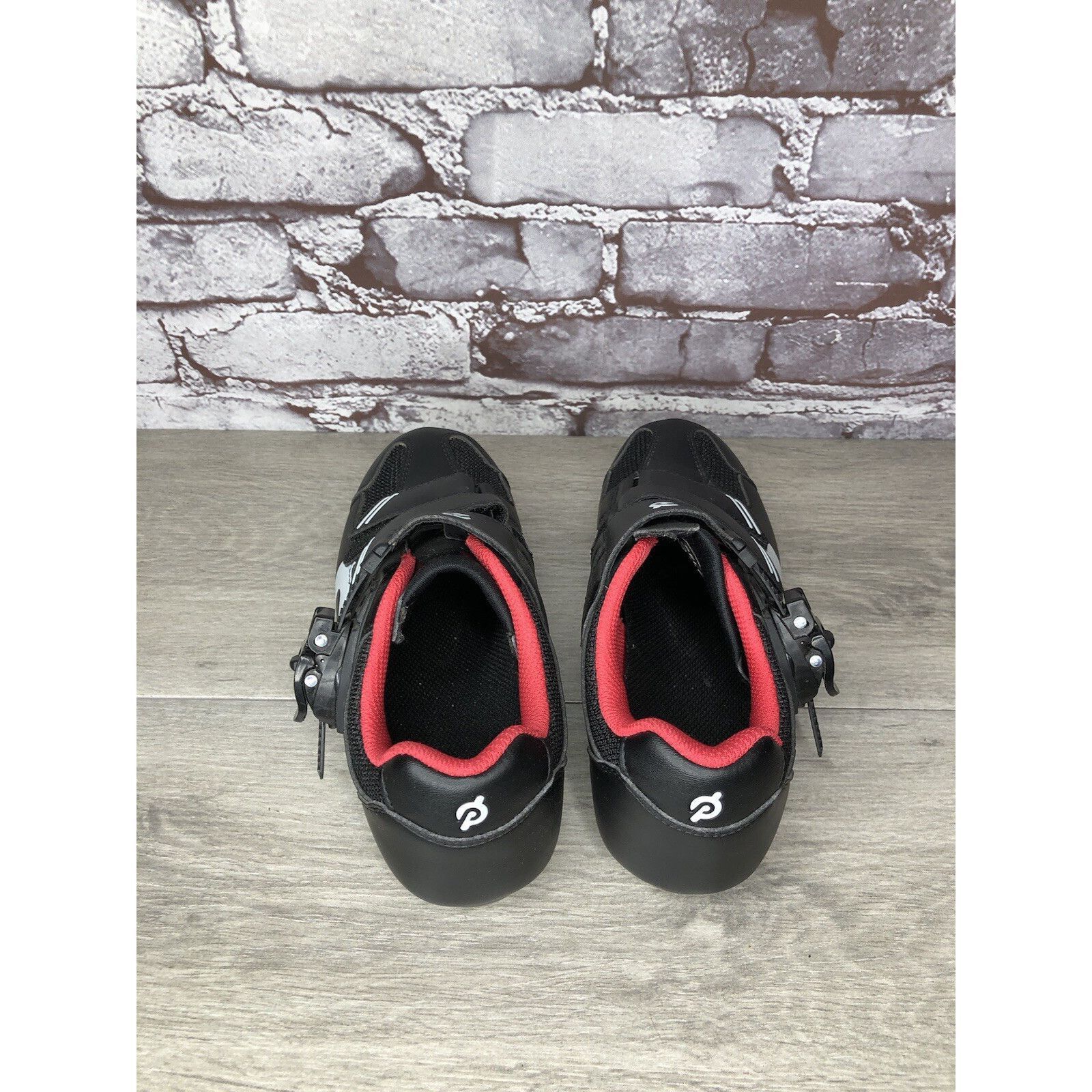 Other Peloton Cycling Shoes Black Leather Mesh White Red Strap Wom Size US 6.5 / IT 36.5 - 5 Thumbnail
