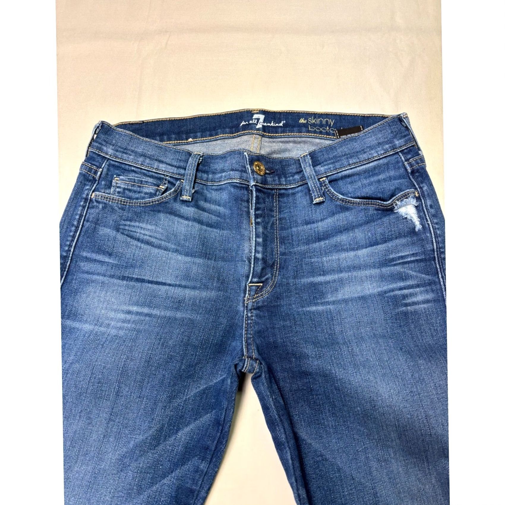 7 For All Mankind 7 For All Mankind The Skinny Bootcut Jeans Medium Wash Blue Denim 28X29 Made USA Women Jeans Size 28" / US 6 / IT 42 - 2 Thumbnail