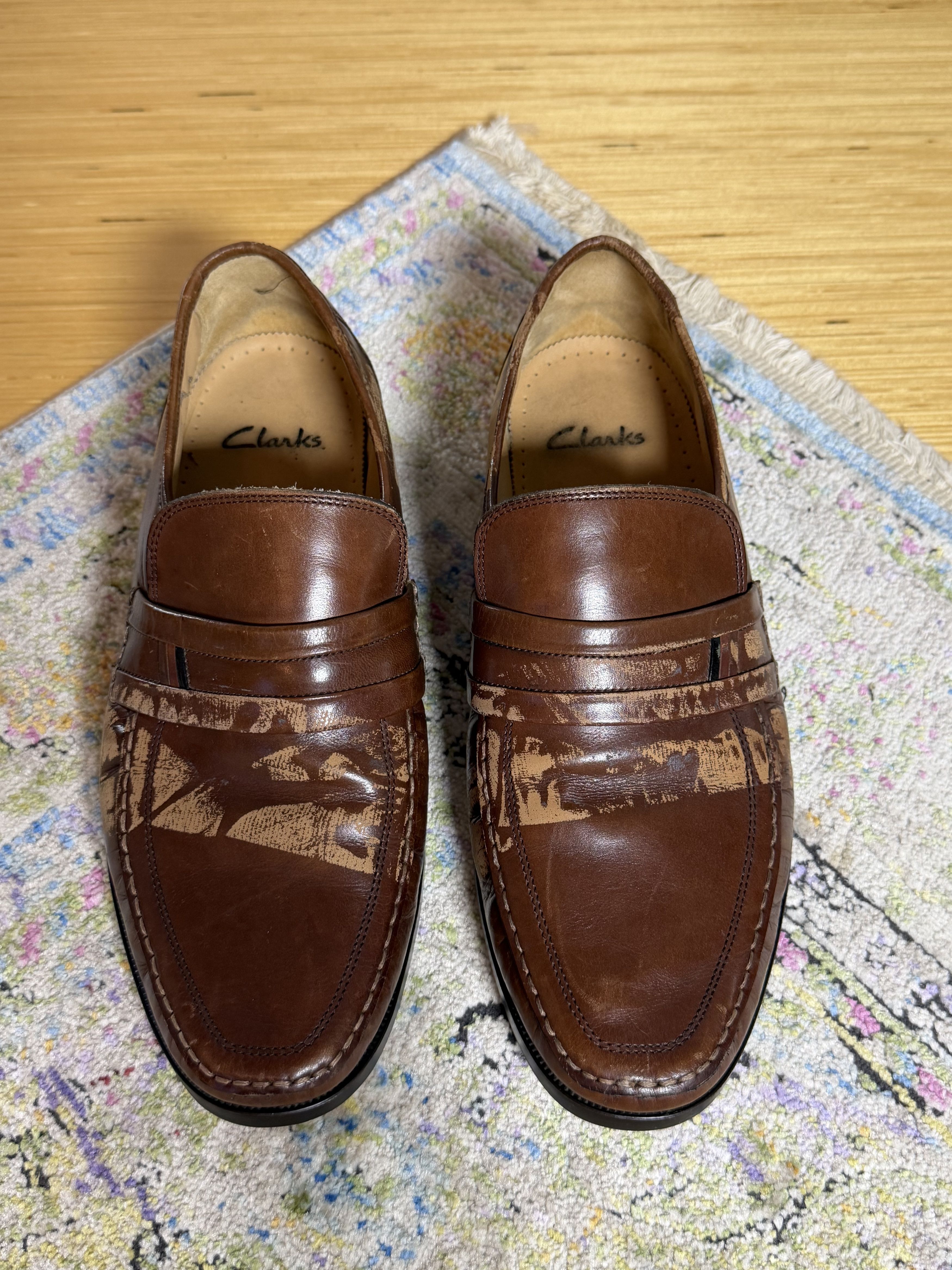 Clarks Clarks CraftJames Lo Brown Leather Loafer 11US Extra Wide Size US 11 / EU 44 - 6 Thumbnail