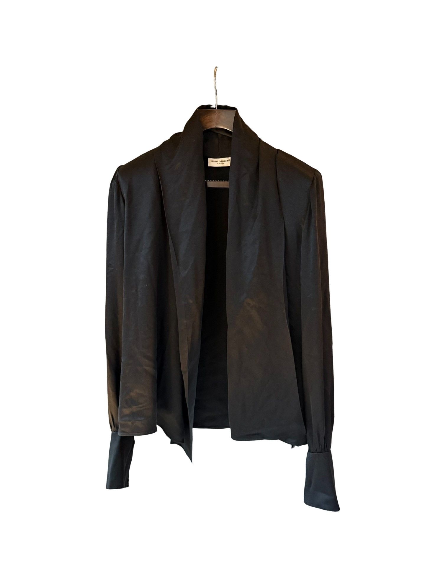 Saint Laurent Paris Saint Laurent Silk Satin Shawl Collar Shirt Size S Size US S / EU 44-46 / 1 - 1 Thumbnail