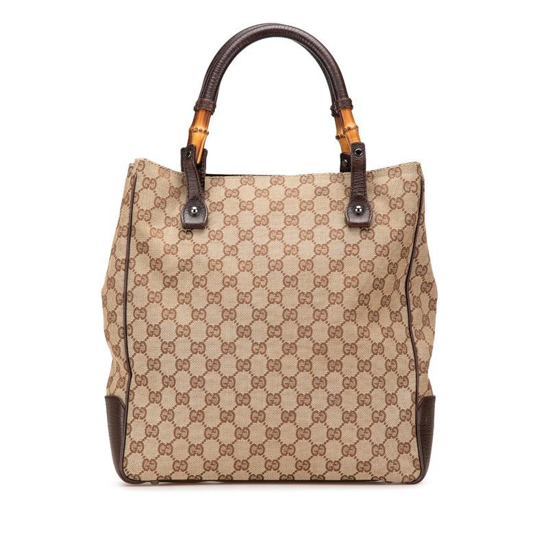 Gucci Gucci Bamboo GG Canvas 2Way Shoulder Tote Bag Canvas Shoulder Bag 112530 in Beige, Women's