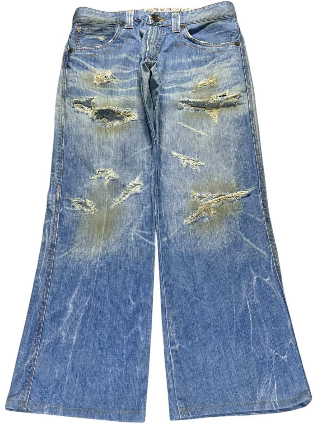 Edwin Vintage Japanese Edwin 503 Blue Trip Mud Wash Baggy Jeans Size US 34 / EU 50 - 1 Thumbnail