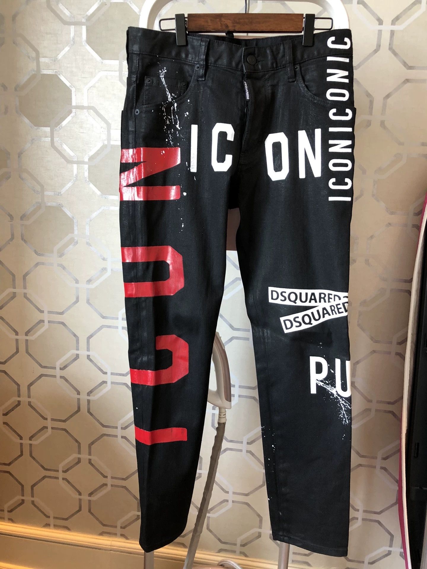 Dsquared2 Dsquared2 Black Slogan Skinny Jeans Size US 28 / EU 44 - 1 Thumbnail