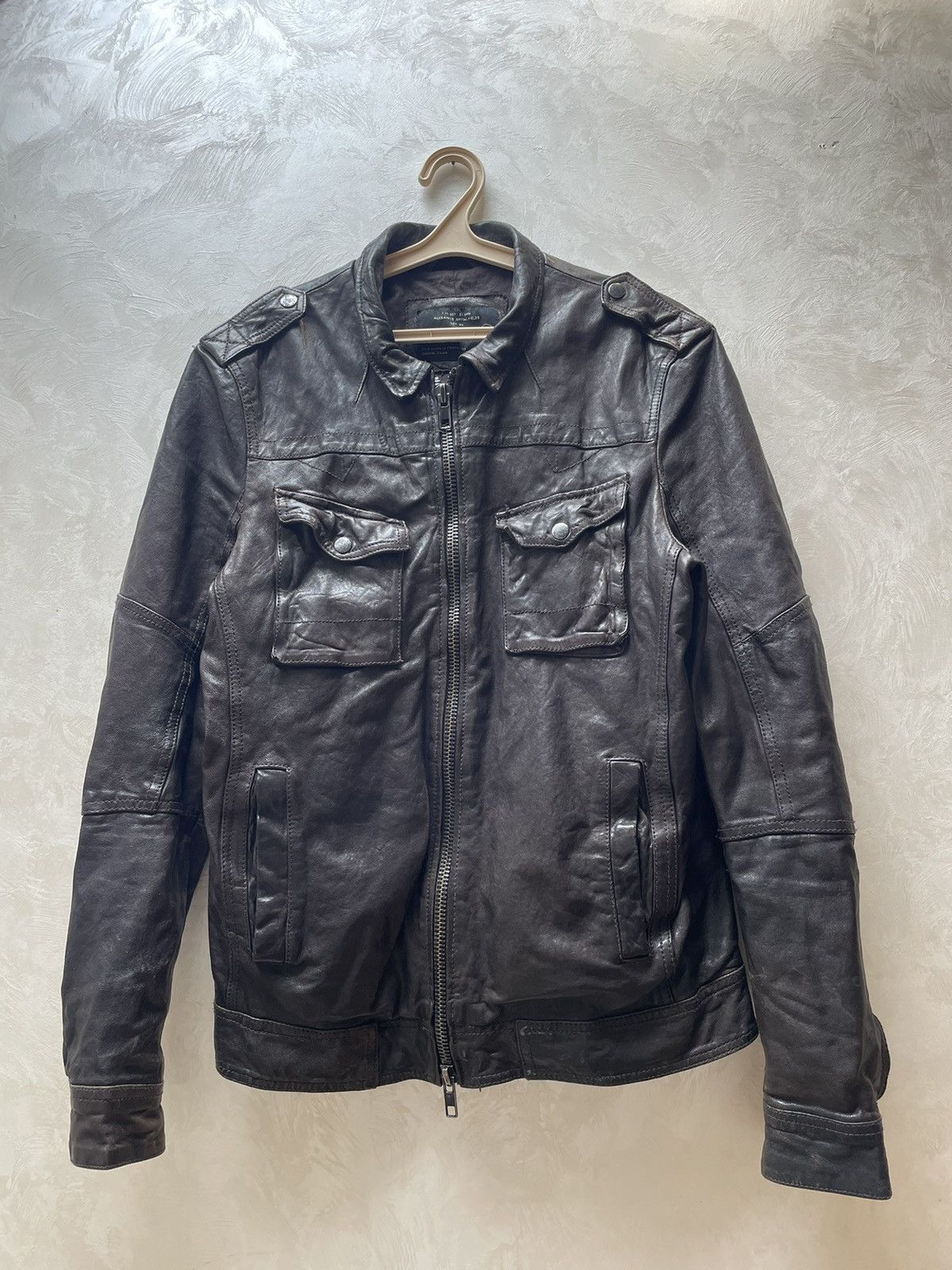Allsaints ALLSAINTS SPITALFIELDS LoT A LEATHER JACKET MILITARY BIKER Size US S / EU 44-46 / 1 - 1 Thumbnail