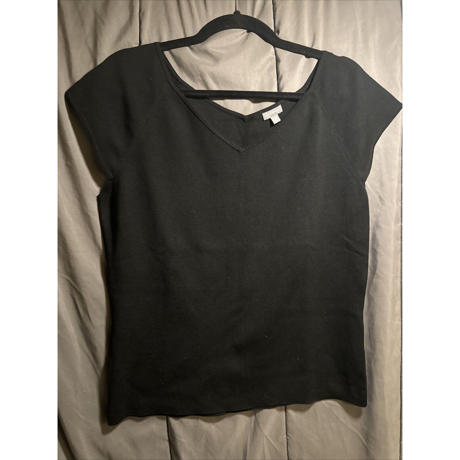 Ann Taylor Ann Taylor Womens Silk Blend Top Size XL Black Cap Short Sle Size XL / US 12-14 / IT 48-50 - 5 Thumbnail