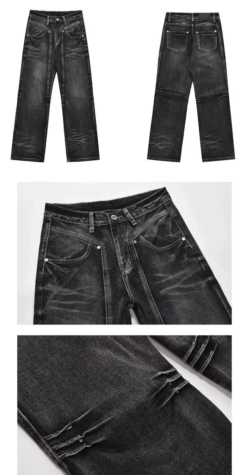 Japanese Brand Honeycomb Loose Flare Leg Vintage Design Jeans y2k Size US 34 / EU 50 - 6 Thumbnail