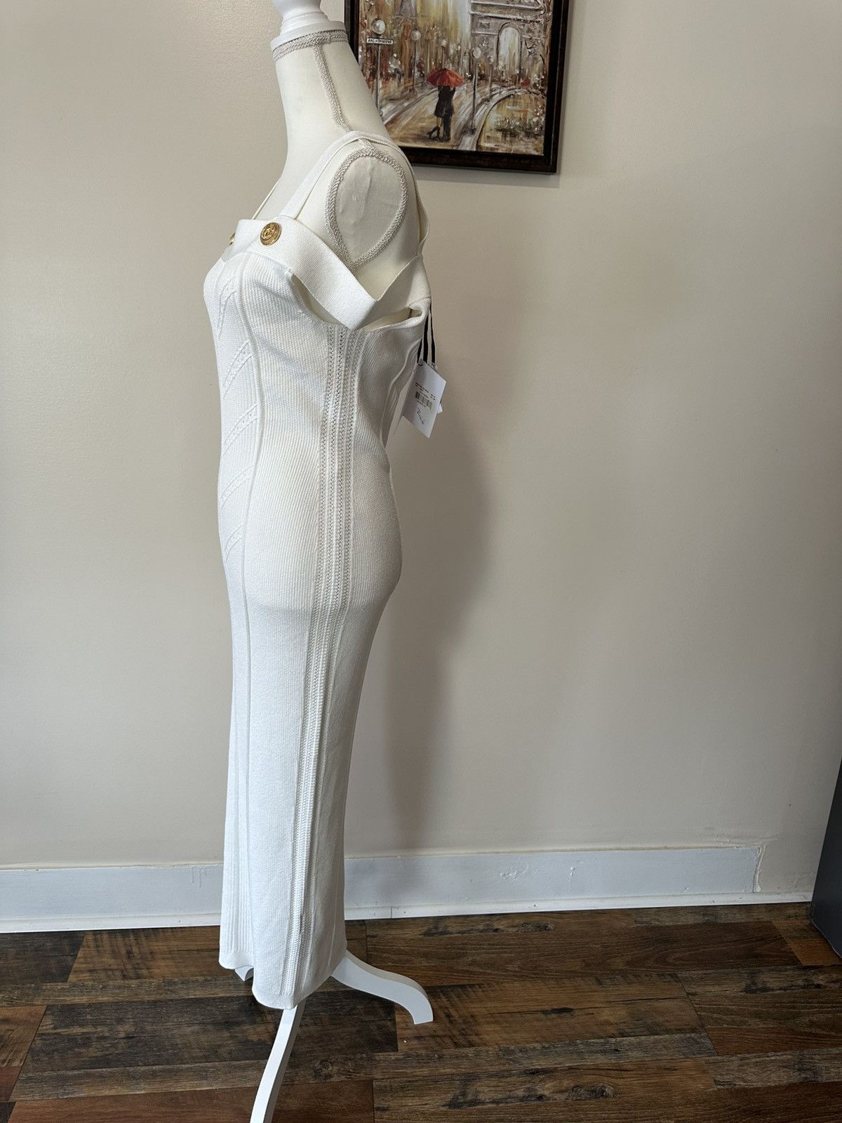 Balmain Balmain Paris Elegant White Off-Shoulder Dress Size L / US 10 / IT 46 - 9 Thumbnail