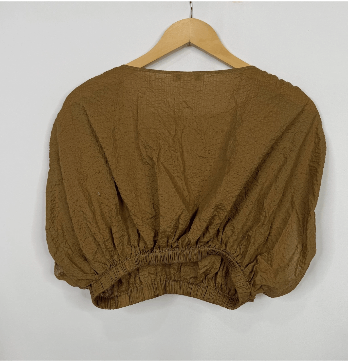 Marysia Marysia Resort Brown Seersucker Puff Sleeve Cropped Top Size XS / US 0-2 / IT 36-38 - 6 Thumbnail