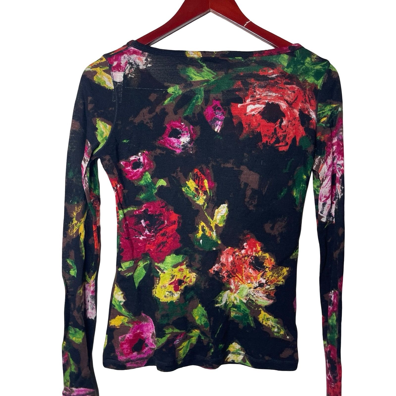 FUZZI Fuzzi black wool see through floral long sleeve top sz M Size M / US 6-8 / IT 42-44 - 5 Thumbnail