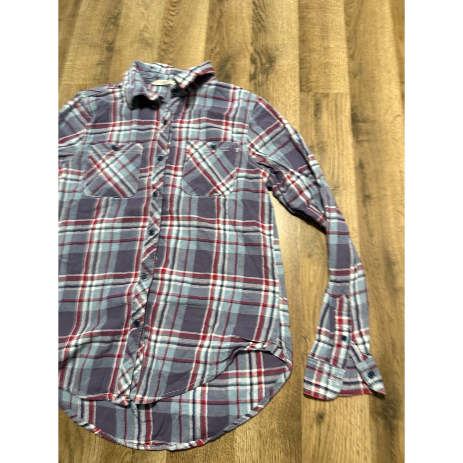 Vintage Hippie Laundry Shirt Women's Small Blue Red Purple White Plaid Button Up Size S / US 4 / IT 40 - 4 Thumbnail