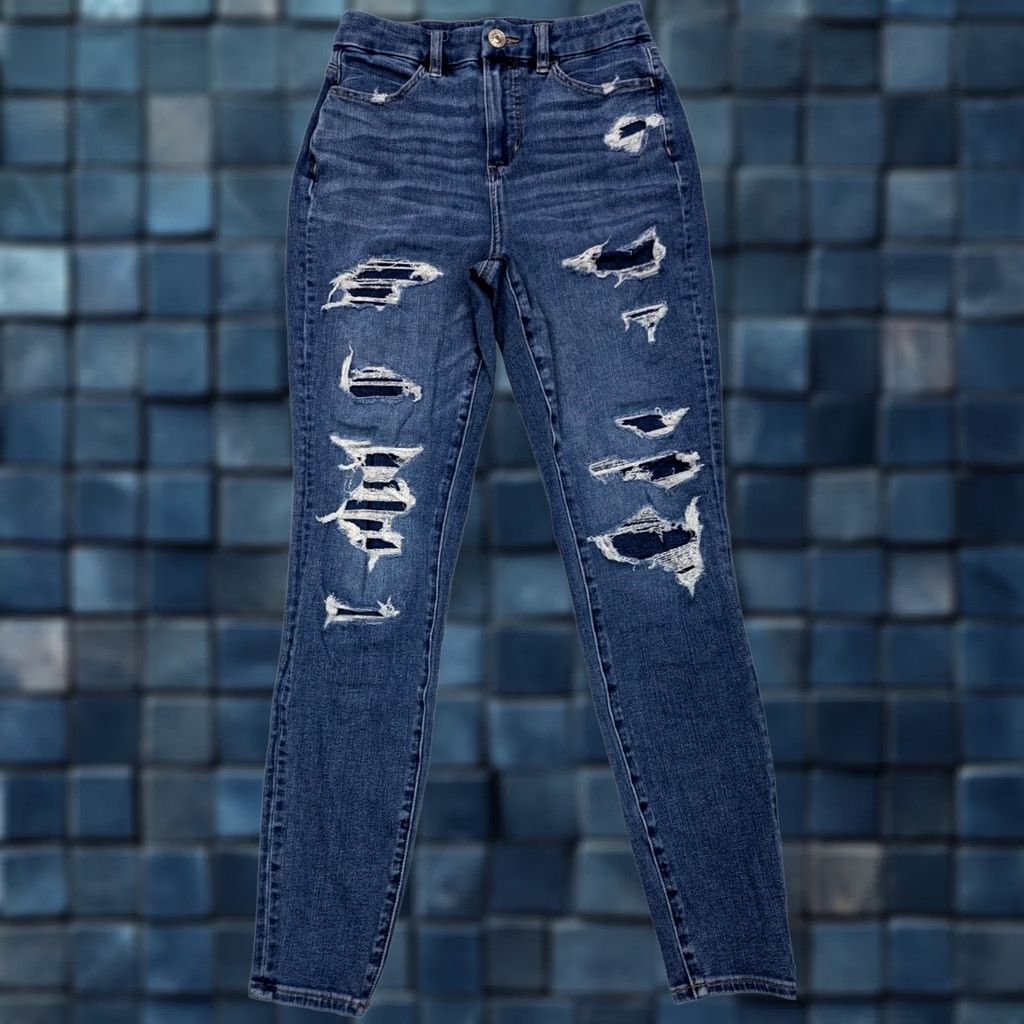 American Eagle Outfitters American Eagle Outfitters Dream Jean Jeans Jegging Distressed 90s Blue 24x27.5 Womens Regular High Rise XSmall? Size 26" / US 2 / IT 38 - 1 Thumbnail