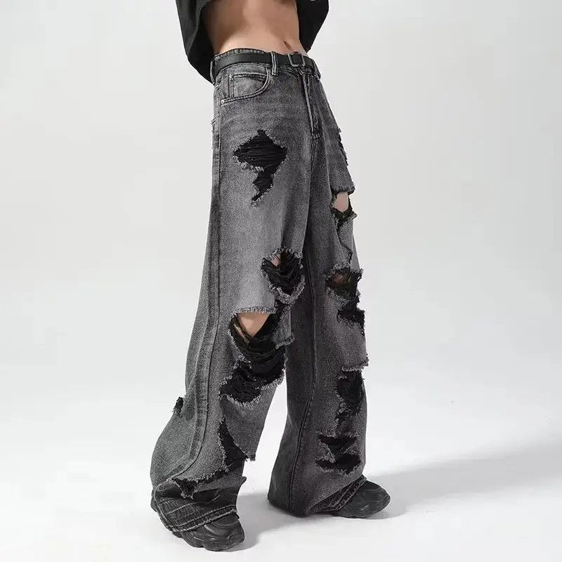 Japanese Brand Vintage high street wide leg ripped jeans Size US 32 / EU 48 - 5 Thumbnail
