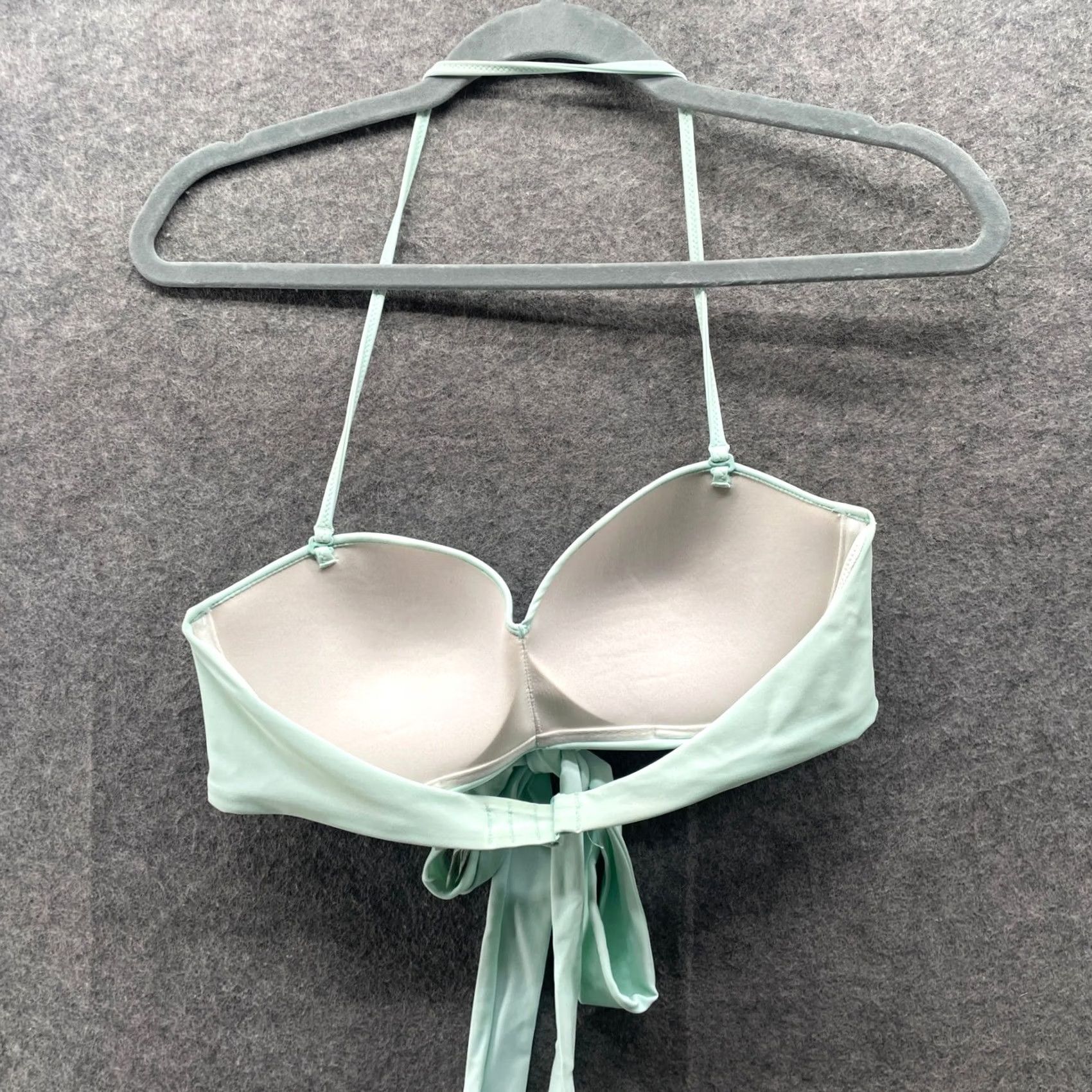Vintage PINK Victoria's Secret Push Up Bikini Top Womens L Mint Padded Tie Front Halter Swim Top Size L / US 10 / IT 46 - 2 Thumbnail