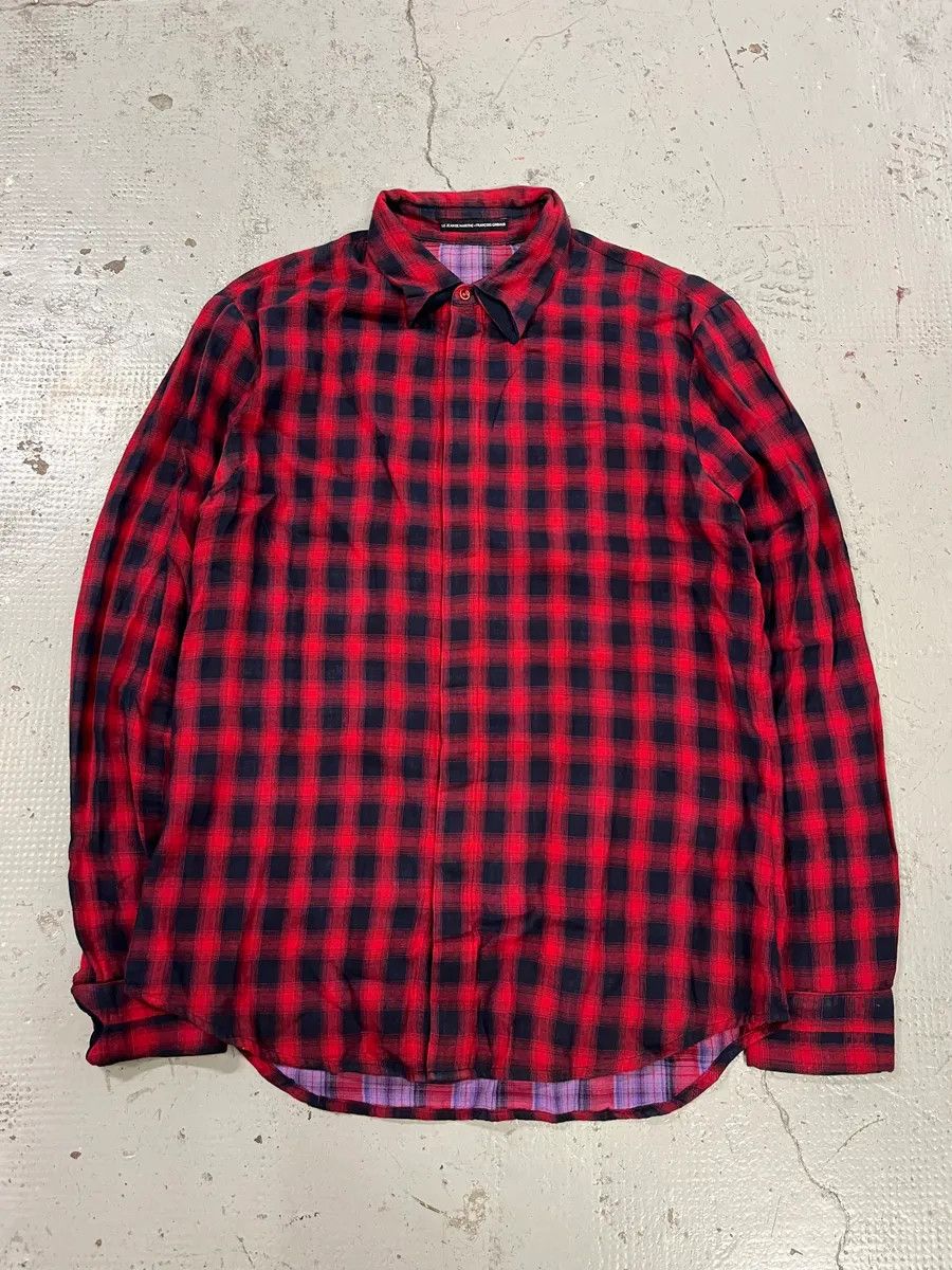 Marithe + Francois Girbaud 2000s Marithé + François Girbaud Red Black Plaid Cotton Shirt Size US M / EU 48-50 / 2 - 1 Thumbnail