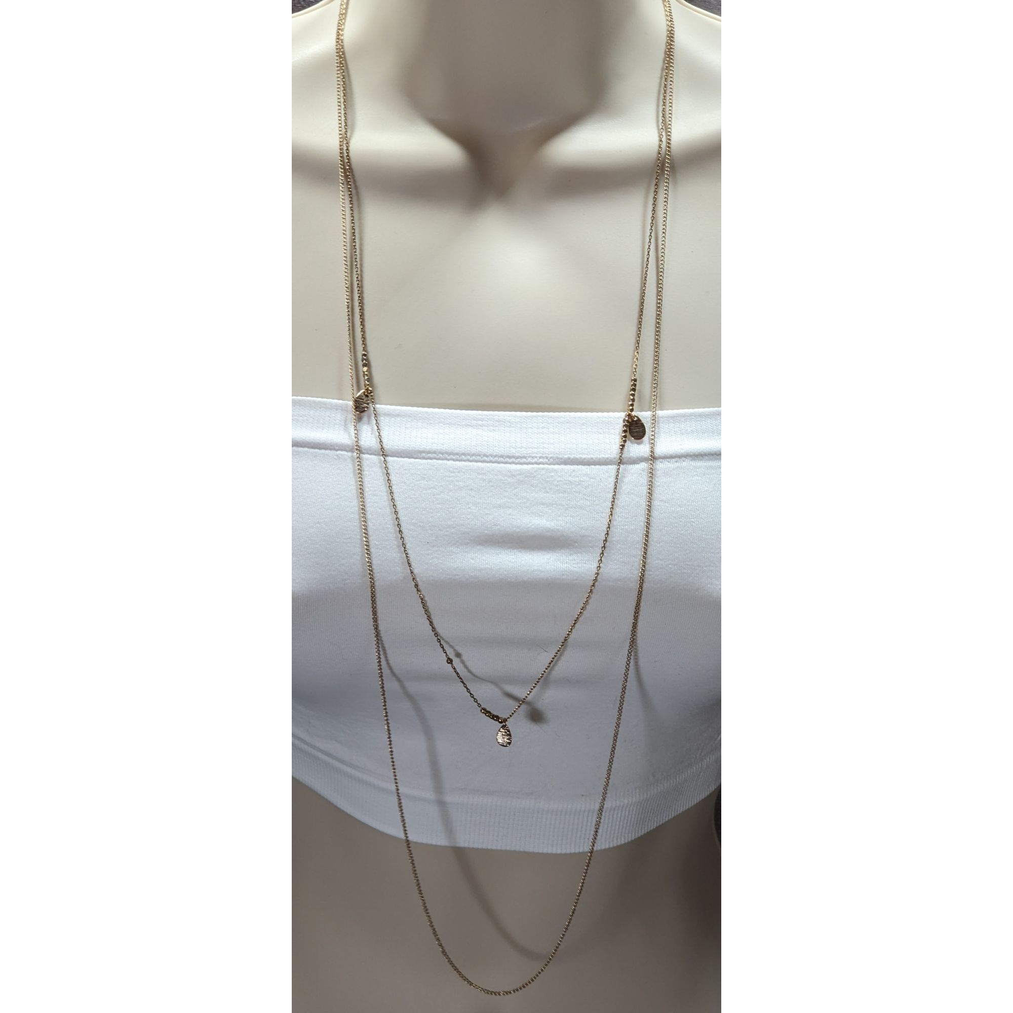 Other Dainty Gold Tone Layered Chain Necklace With Charms Size ONE SIZE - 1 Thumbnail