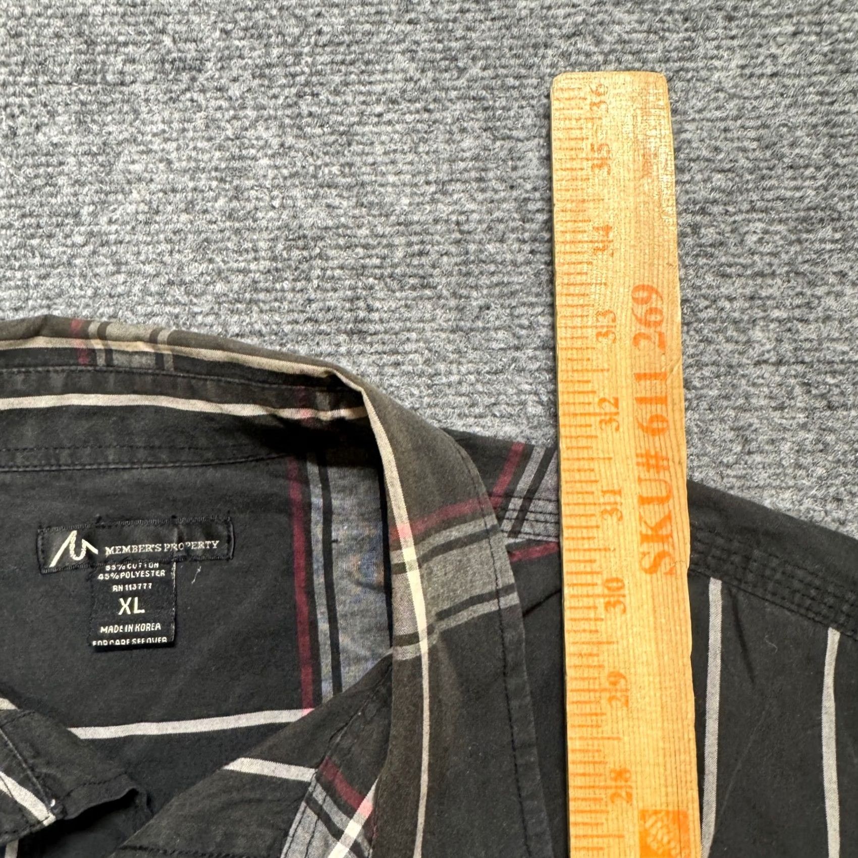 The Unbranded Brand Y2K Dress Shirt Men XL Multicolor Plaid Cotton Blend Stained Button Up Property Distressed Traditional Shirt Mens XL Size 46R - 4 Thumbnail
