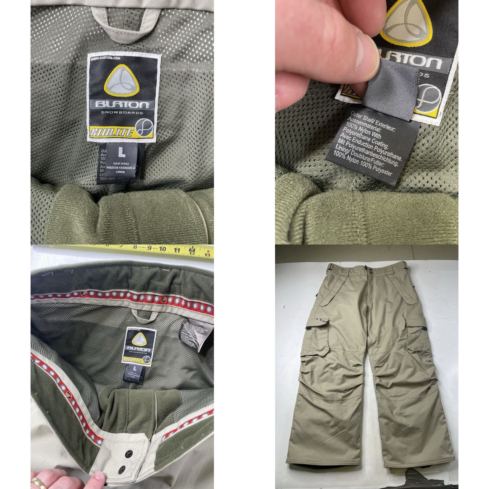 Burton Burton Pants Men L Cargo Beige Nylon Lined Water Resistant Winter Ski Cargo Pocket — (Note: single space separators) Size US 33 - 8 Thumbnail