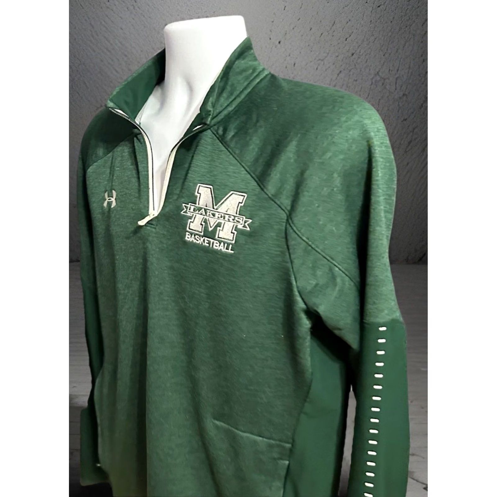 Under Armour Mercyhurst University Lakers Basketball 1/4 Zip Up Pullover Men Medium Green Under Armour 1/4 Zip Long Sleeve Mock Neck Logo Pockets Casual Activewear Size US M / EU 48-50 / 2 - 3 Thumbnail