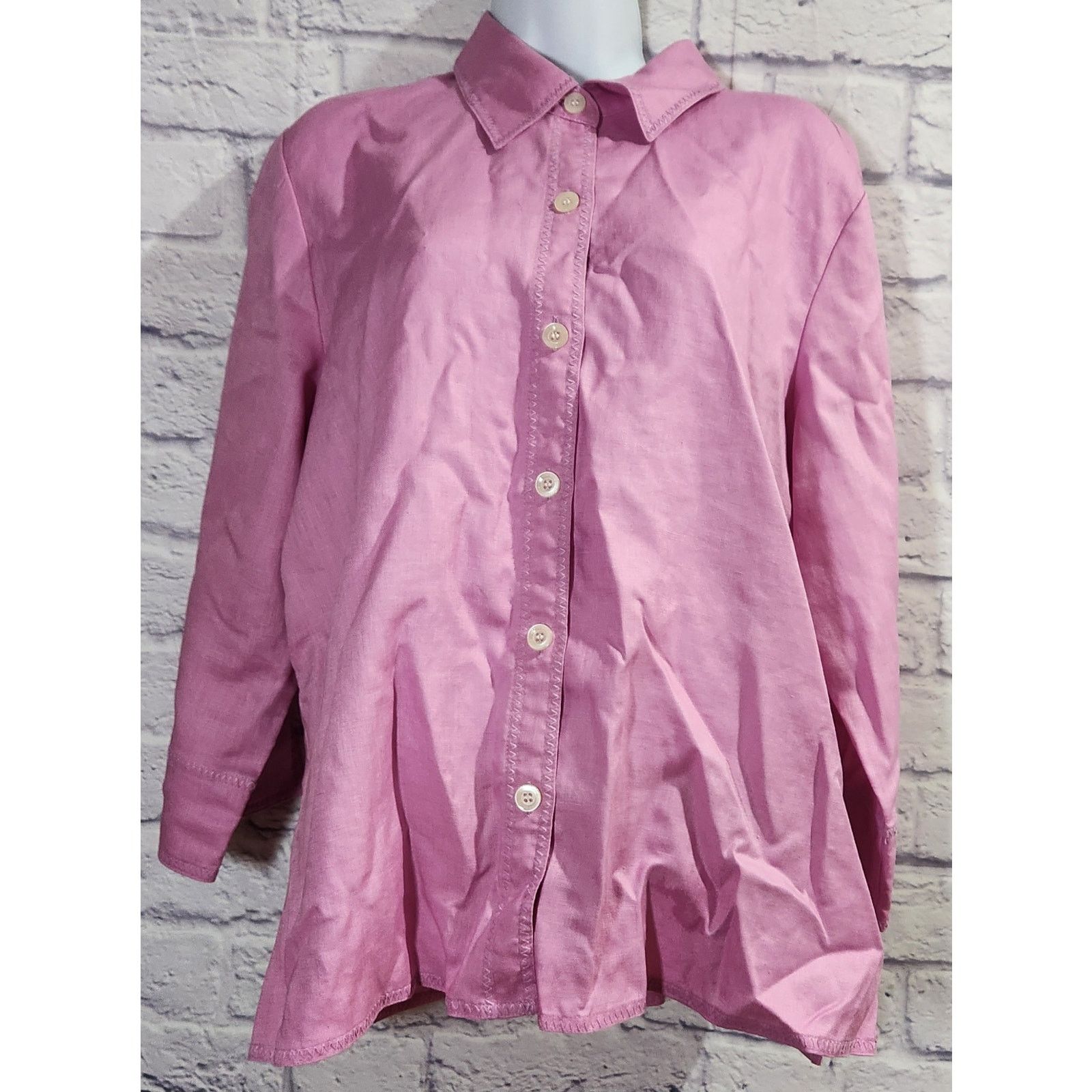 Other Liz Claiborne Purple Button Up Pointed Collar Linen Shirt XL Size XL / US 12-14 / IT 48-50 - 1 Thumbnail