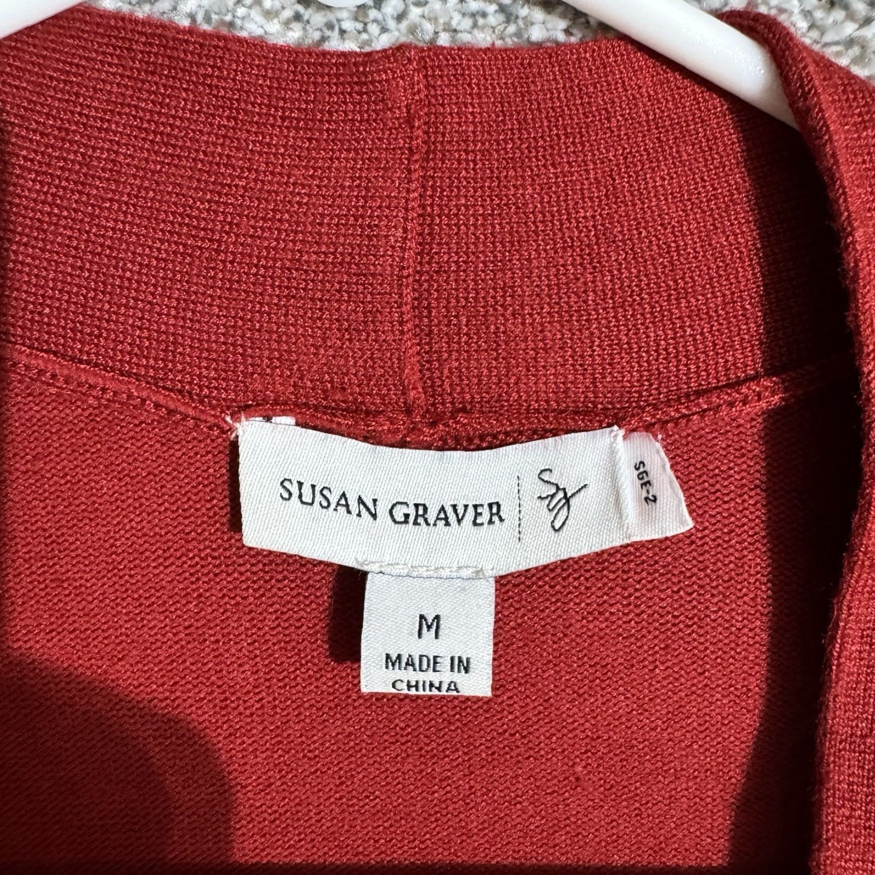 Vintage Susan Graver Cardigan Sweater Womens Medium Office Open Front Lagenlook Coastal Red Lightweight Knit Pocket Pockets Size M / US 6-8 / IT 42-44 - 2 Thumbnail
