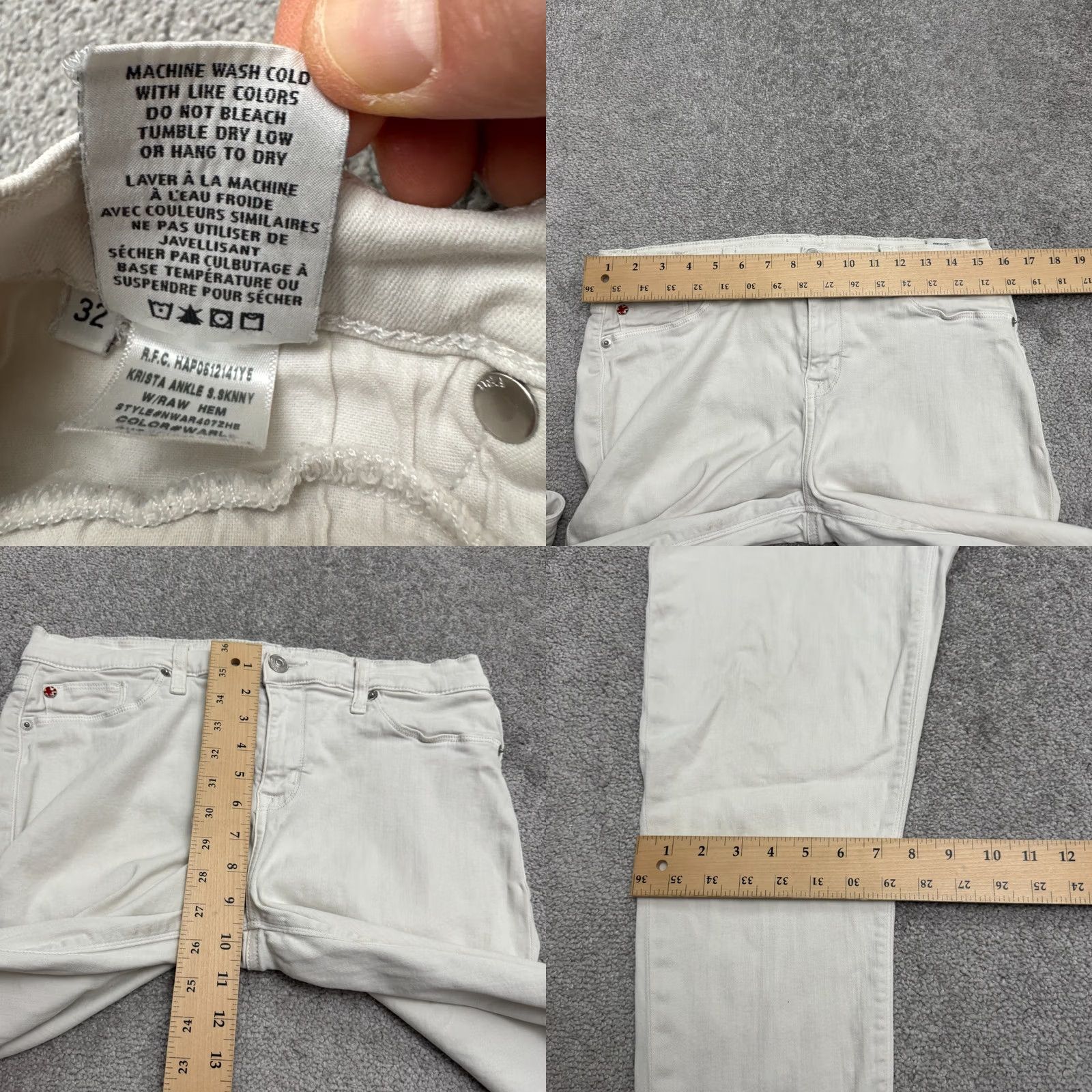 Hudson Hudson Krista Super Skinny Ankle Denim Jeans Womens 32 White Mid Rise Vintage No Size 24" / US 00 / IT 34 - 10 Thumbnail