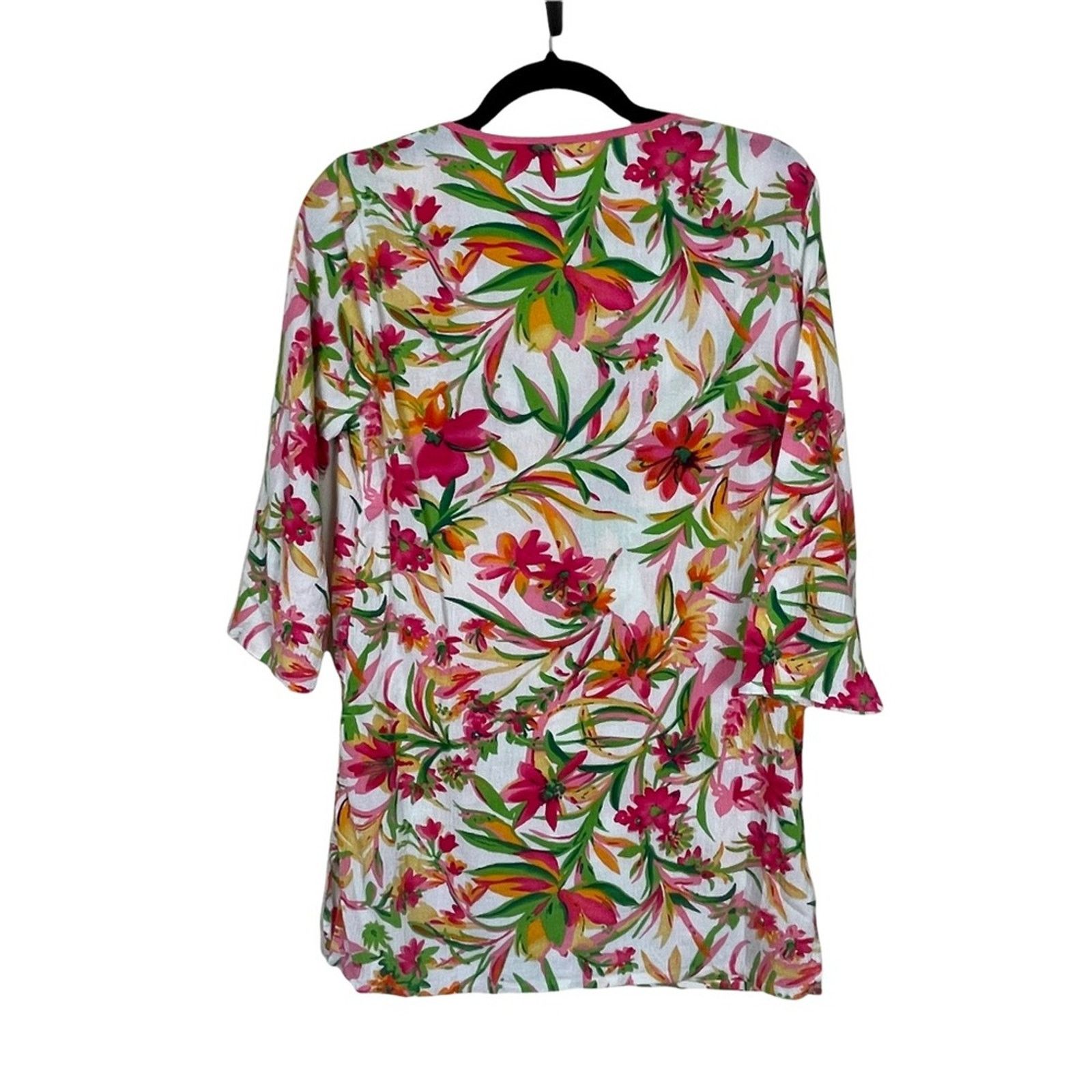 J.Crew J Crew Floral 3 QTR Sleeve Crinkle Fabric Pullover Small Size S / US 4 / IT 40 - 3 Thumbnail